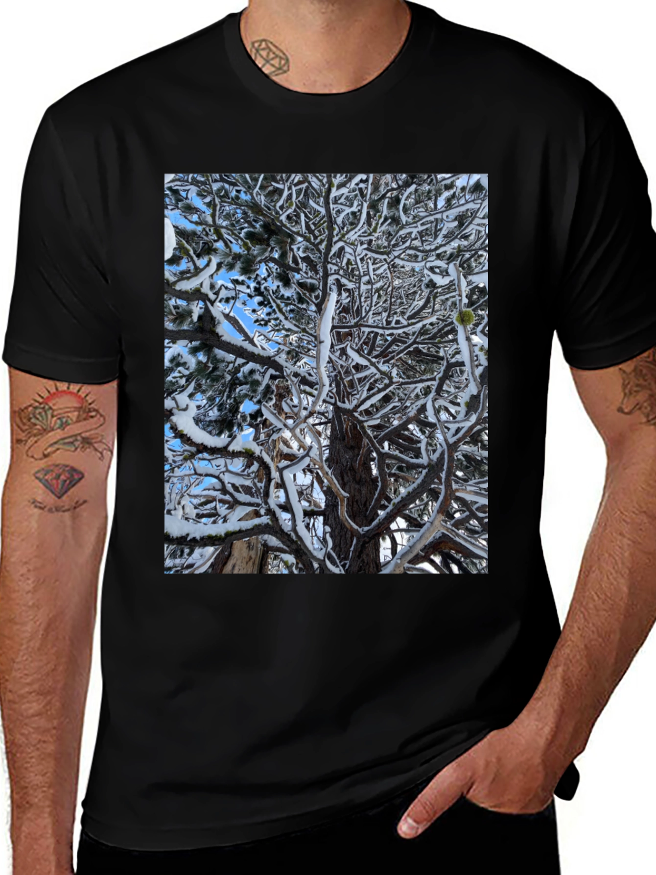 Winter Tree Graphic Black T-Shirt