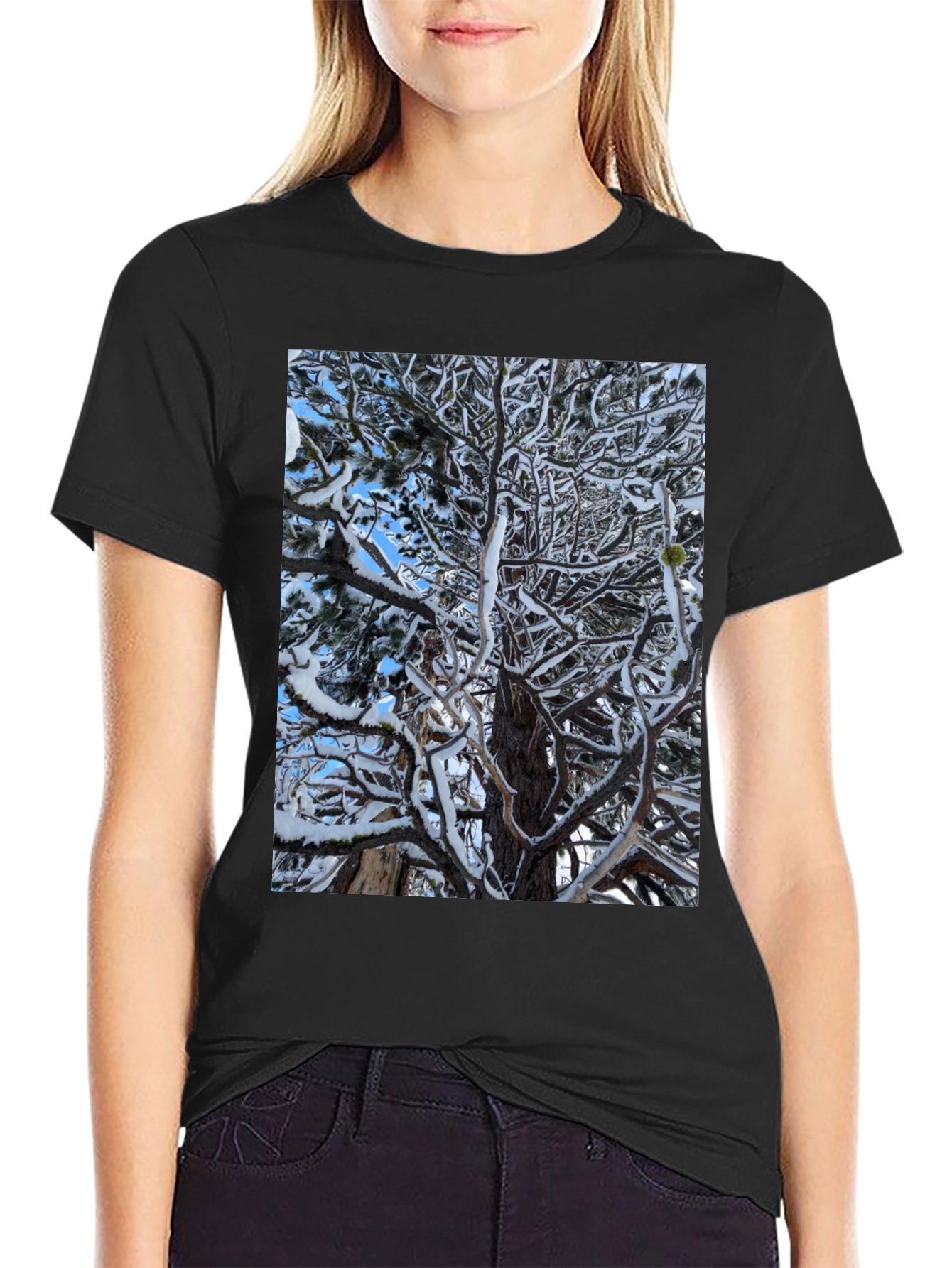 Winter Tree Graphic Black T-Shirt