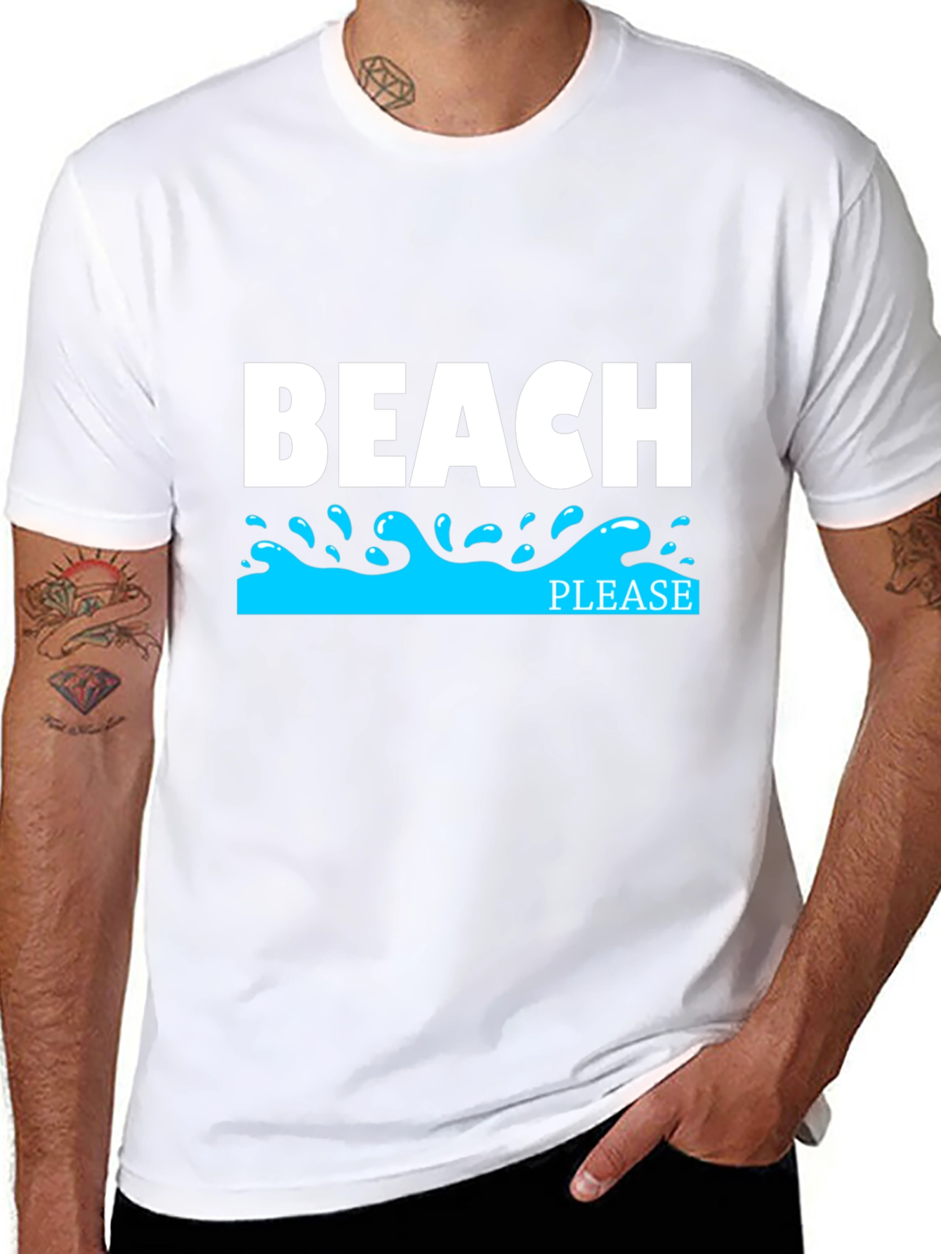 Beach Please Graphic T-Shirt - Black Tee