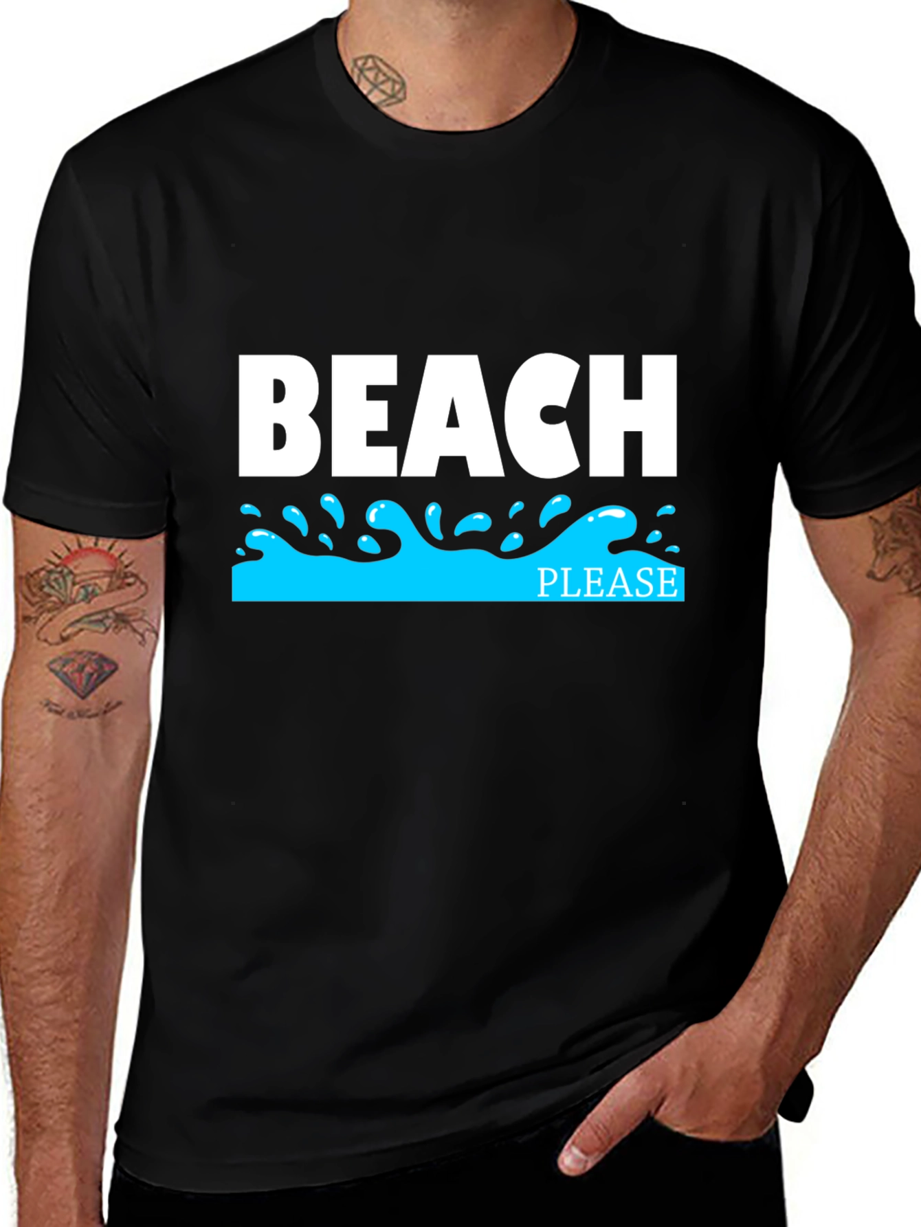 Beach Please Graphic T-Shirt - Black Tee