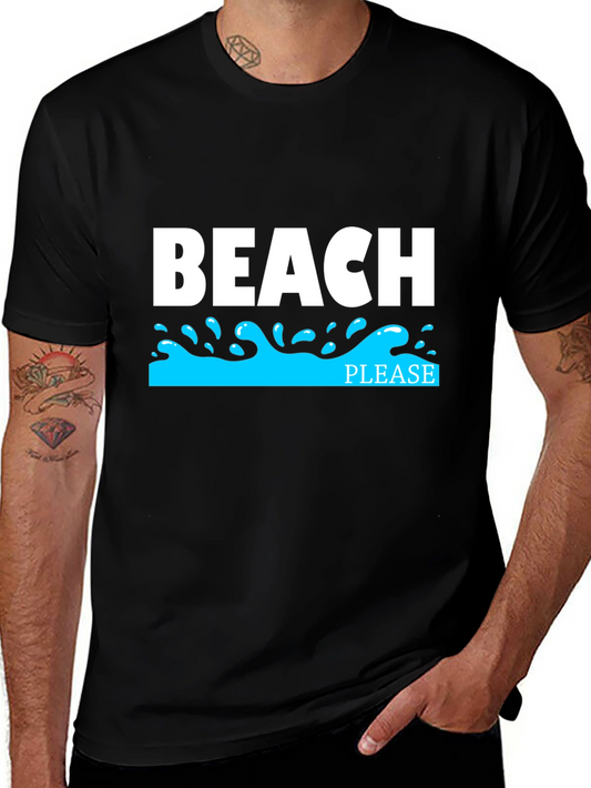 Beach Please Graphic T-Shirt - Black Tee