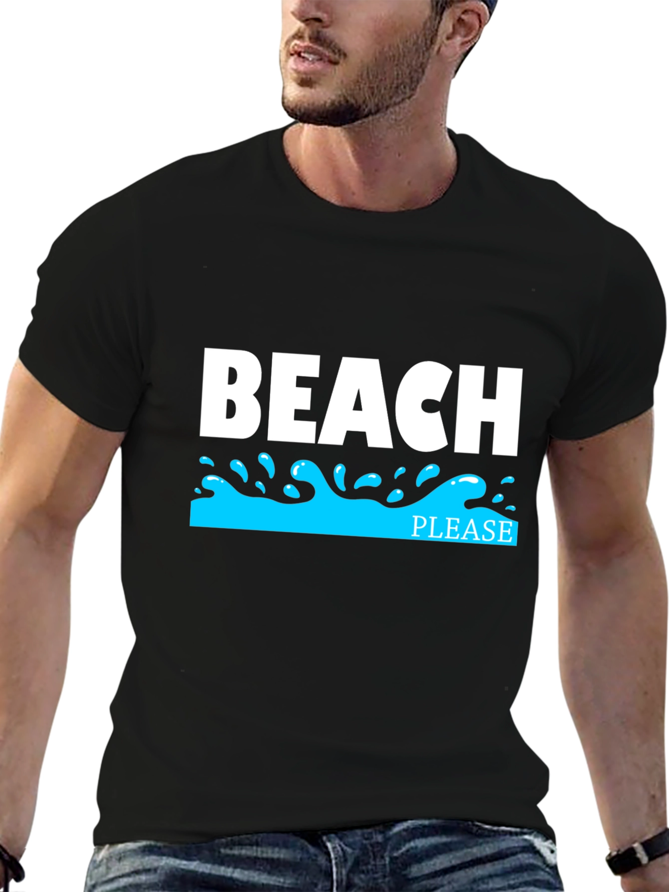 Beach Please Graphic T-Shirt - Black Tee