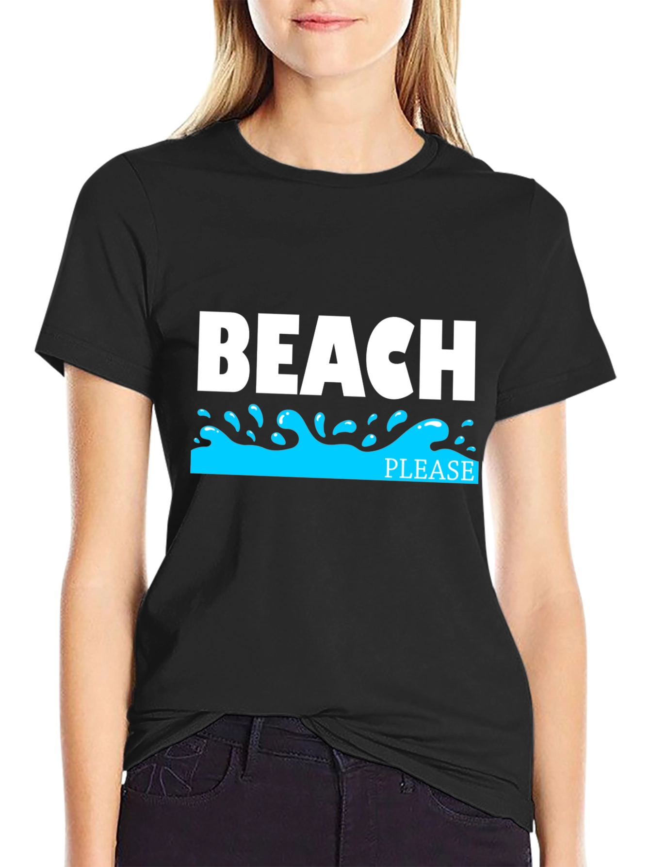 Beach Please Graphic T-Shirt - Black Tee