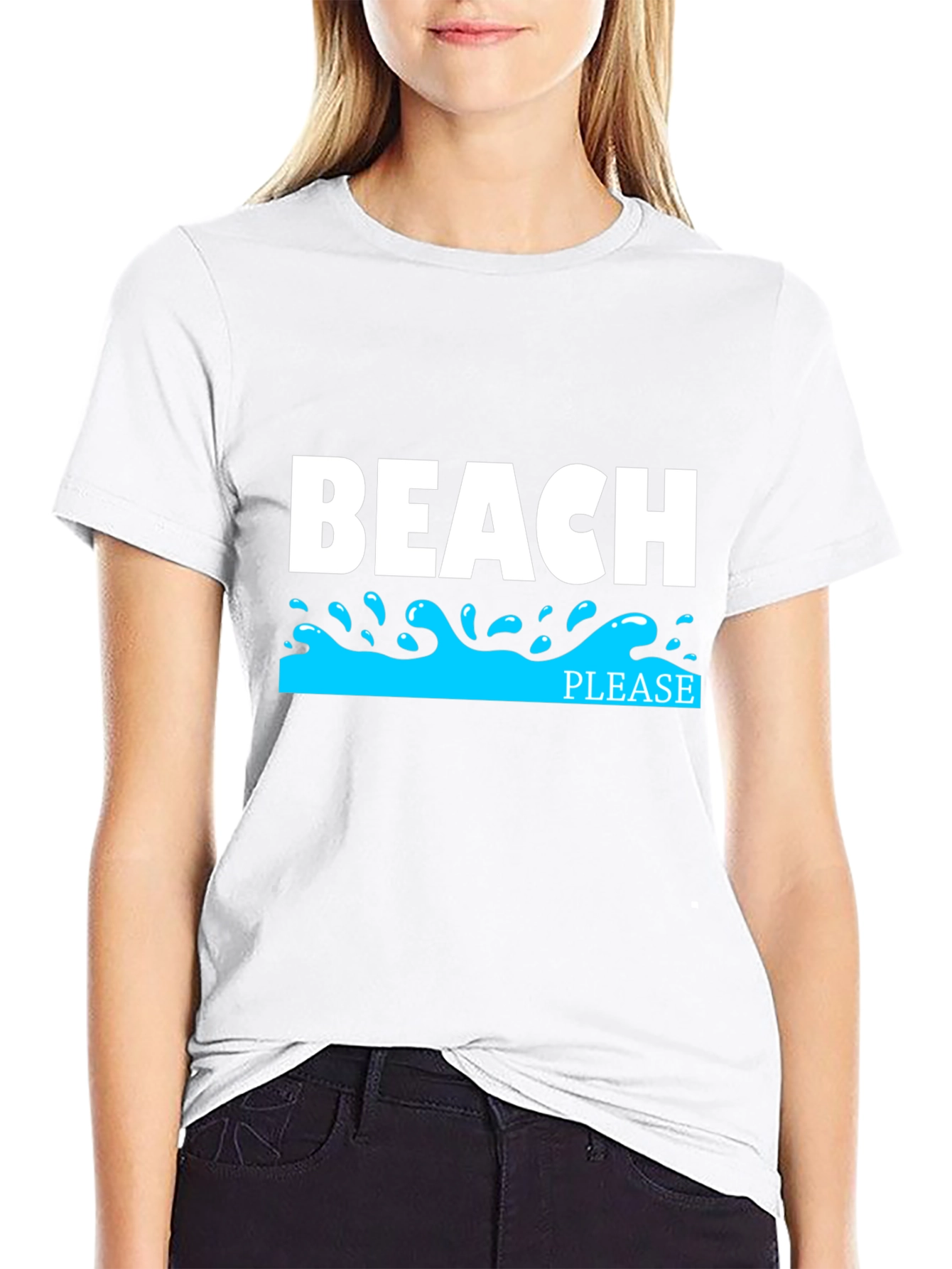 Beach Please Graphic T-Shirt - Black Tee