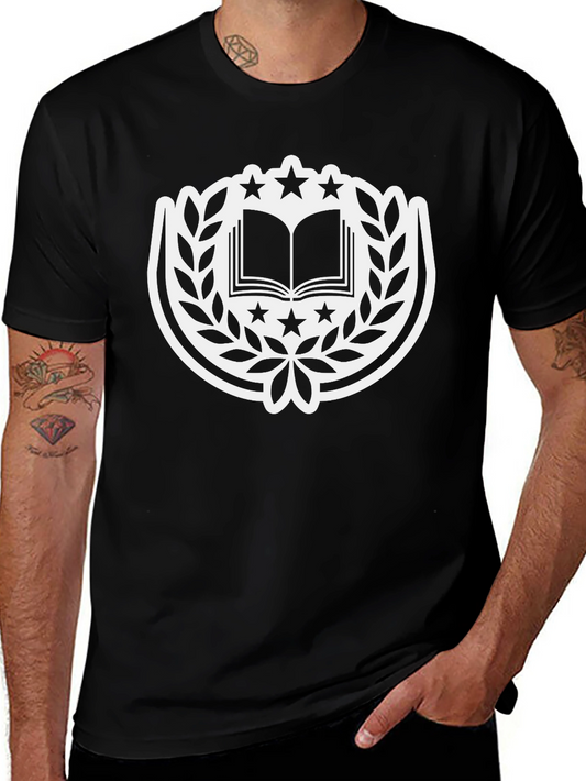 Book and Star Emblem Black T-Shirt