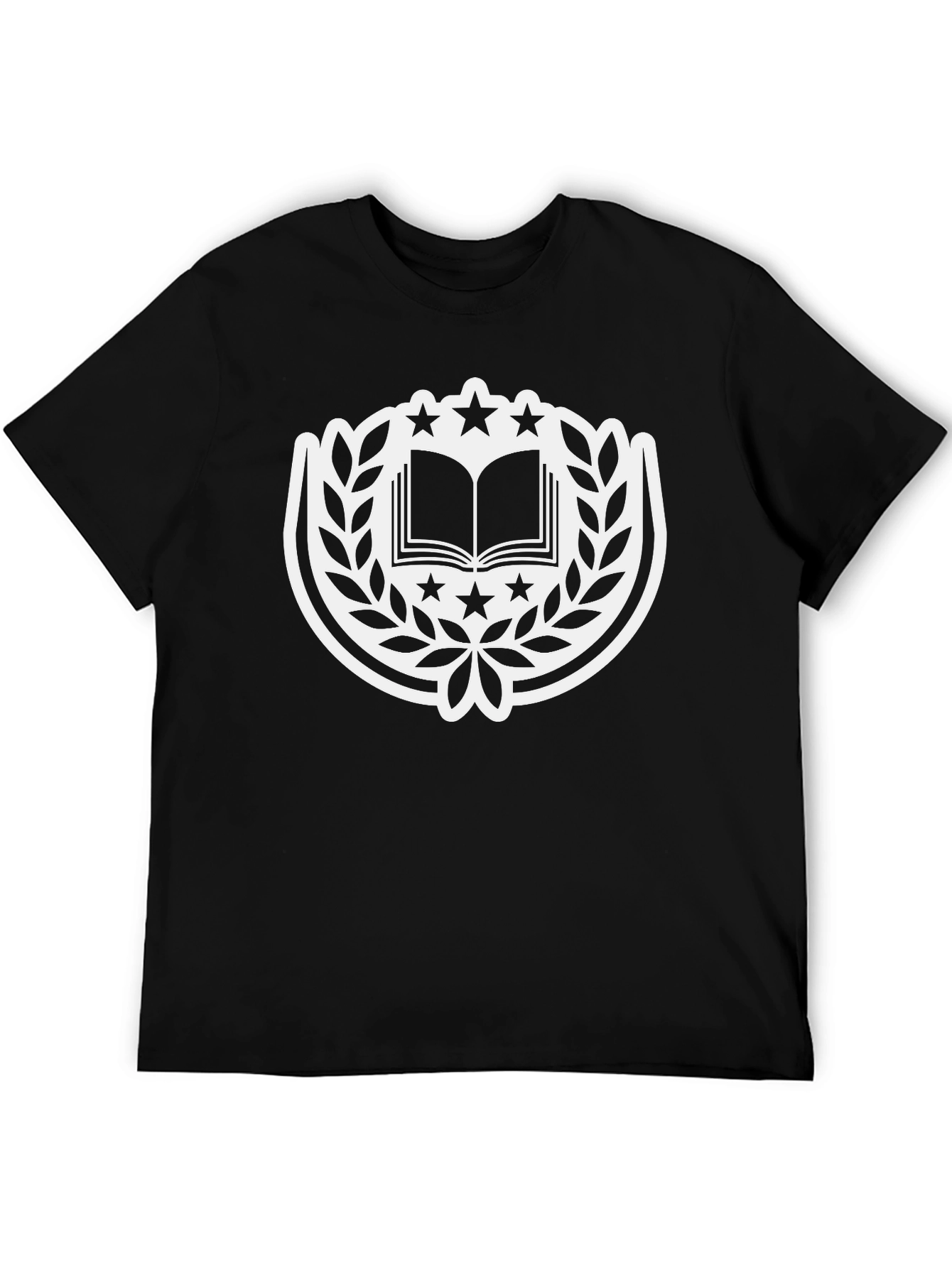 Book and Star Emblem Black T-Shirt
