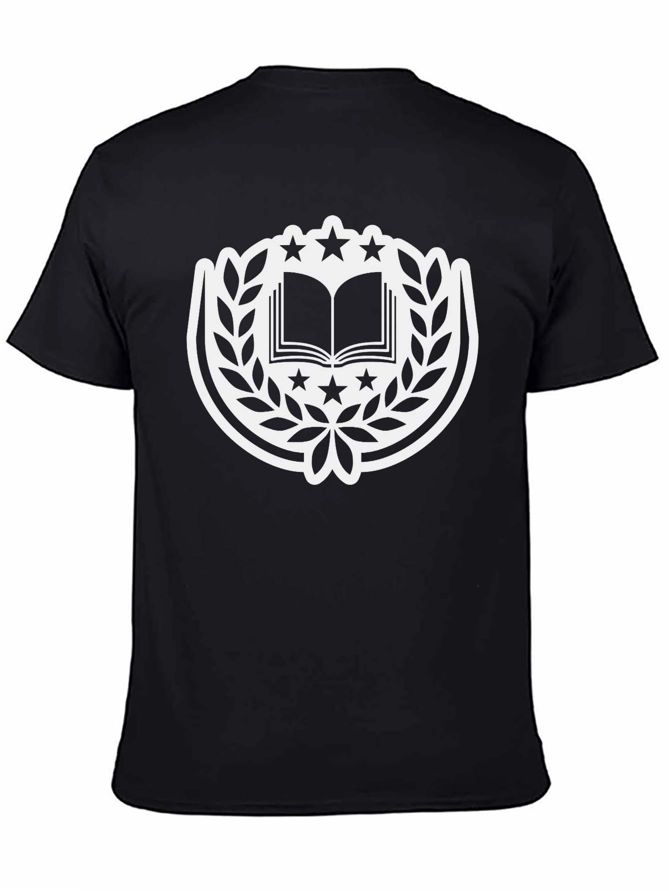 Book and Star Emblem Black T-Shirt