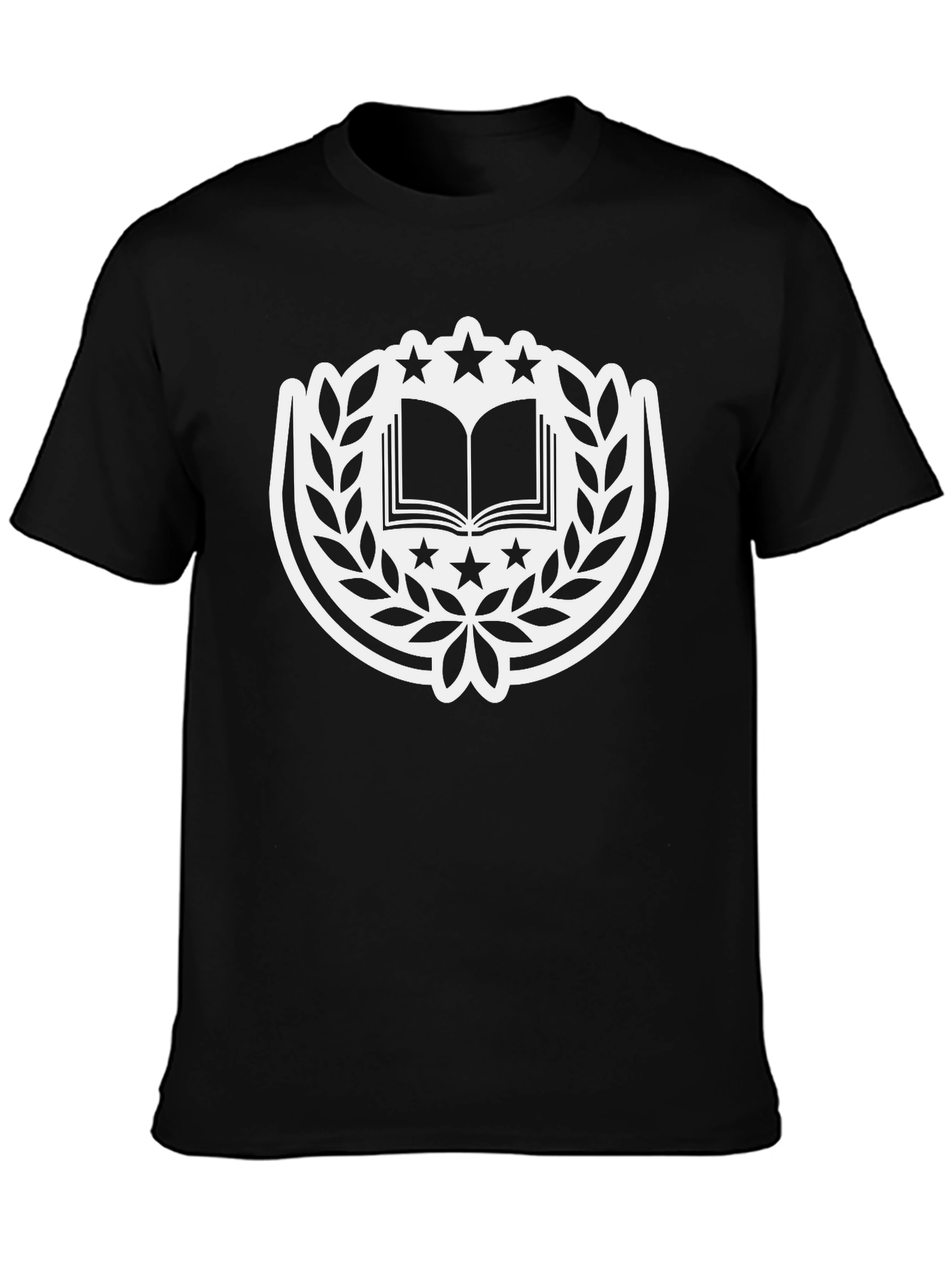 Book and Star Emblem Black T-Shirt