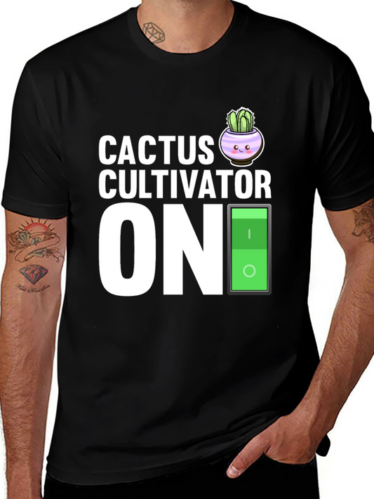 Cactus Cultivator ON Graphic Tee - Black Cotton T-Shirt