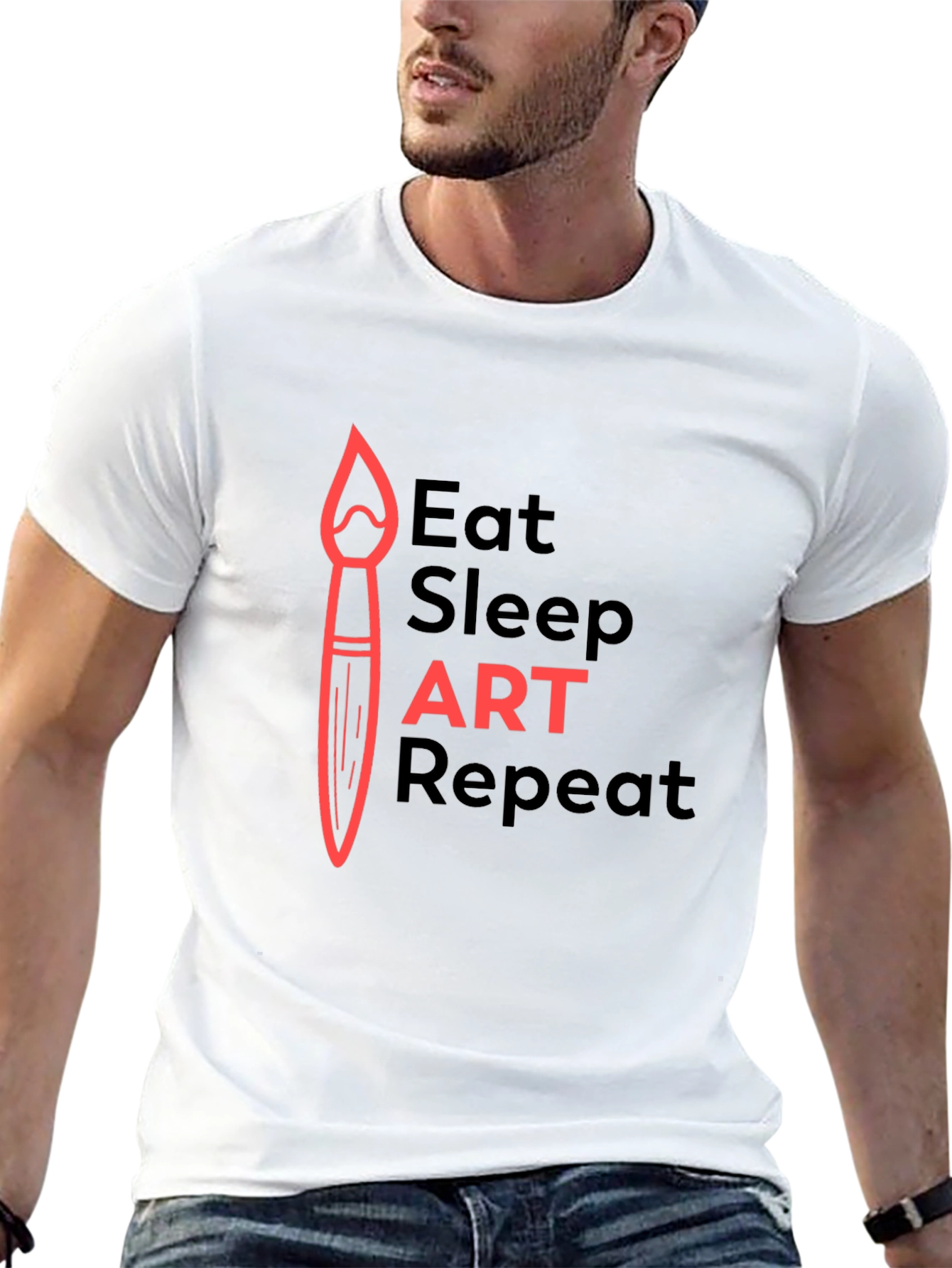 Eat Sleep Art Repeat Graphic T-Shirt - Black