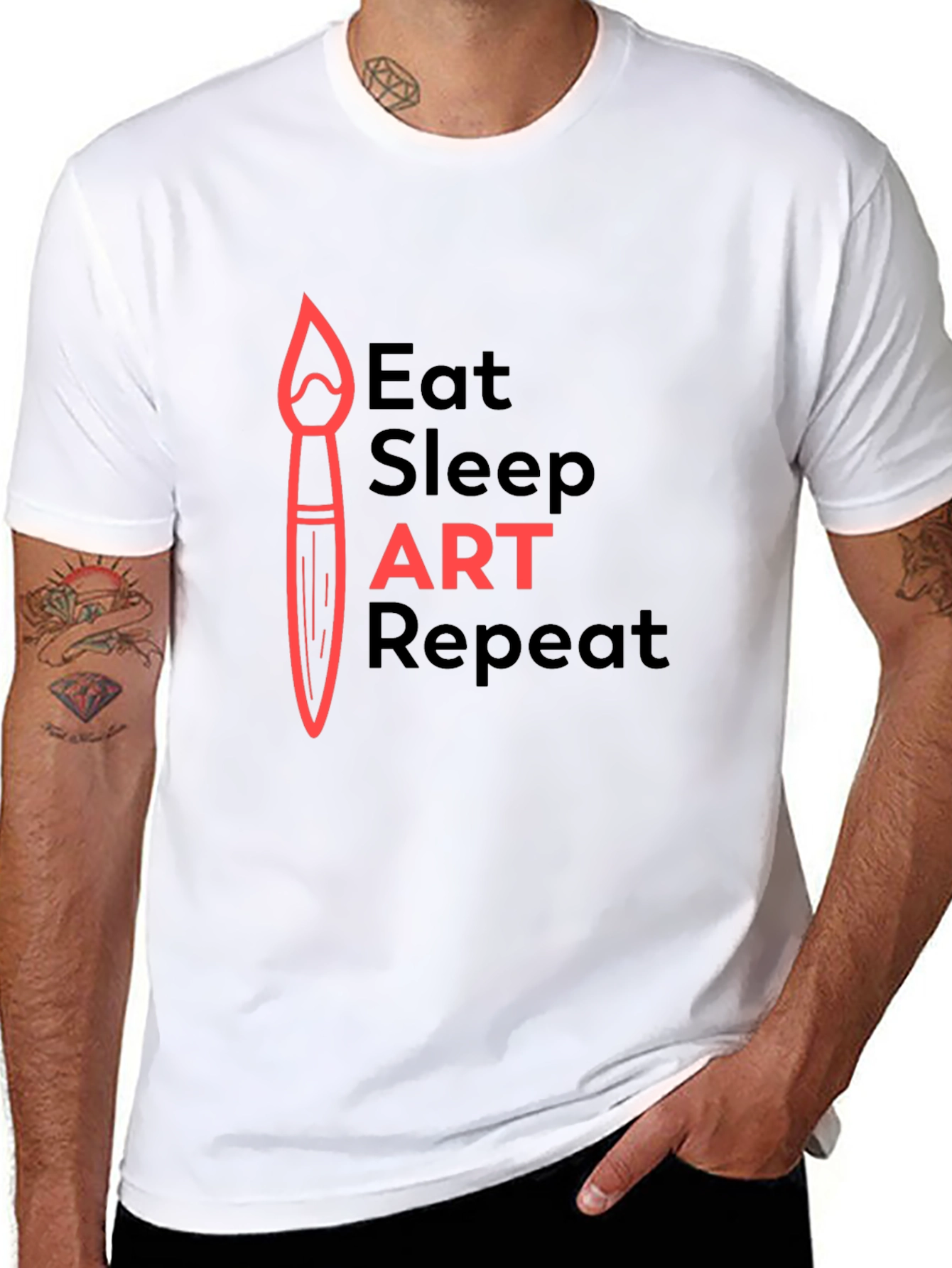 Eat Sleep Art Repeat Graphic T-Shirt - Black