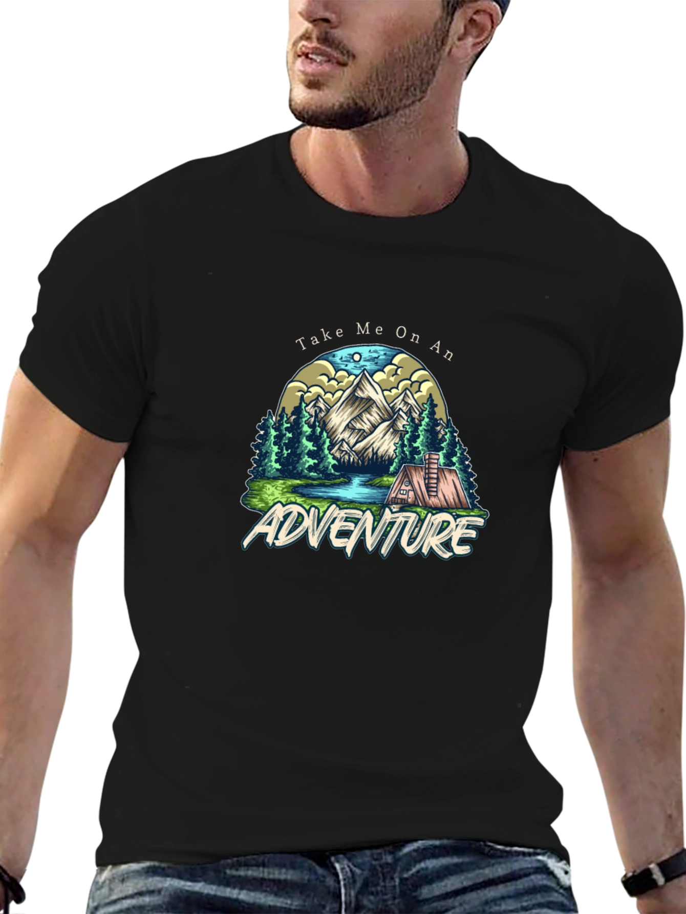 Adventure Awaits Graphic Tee - Black