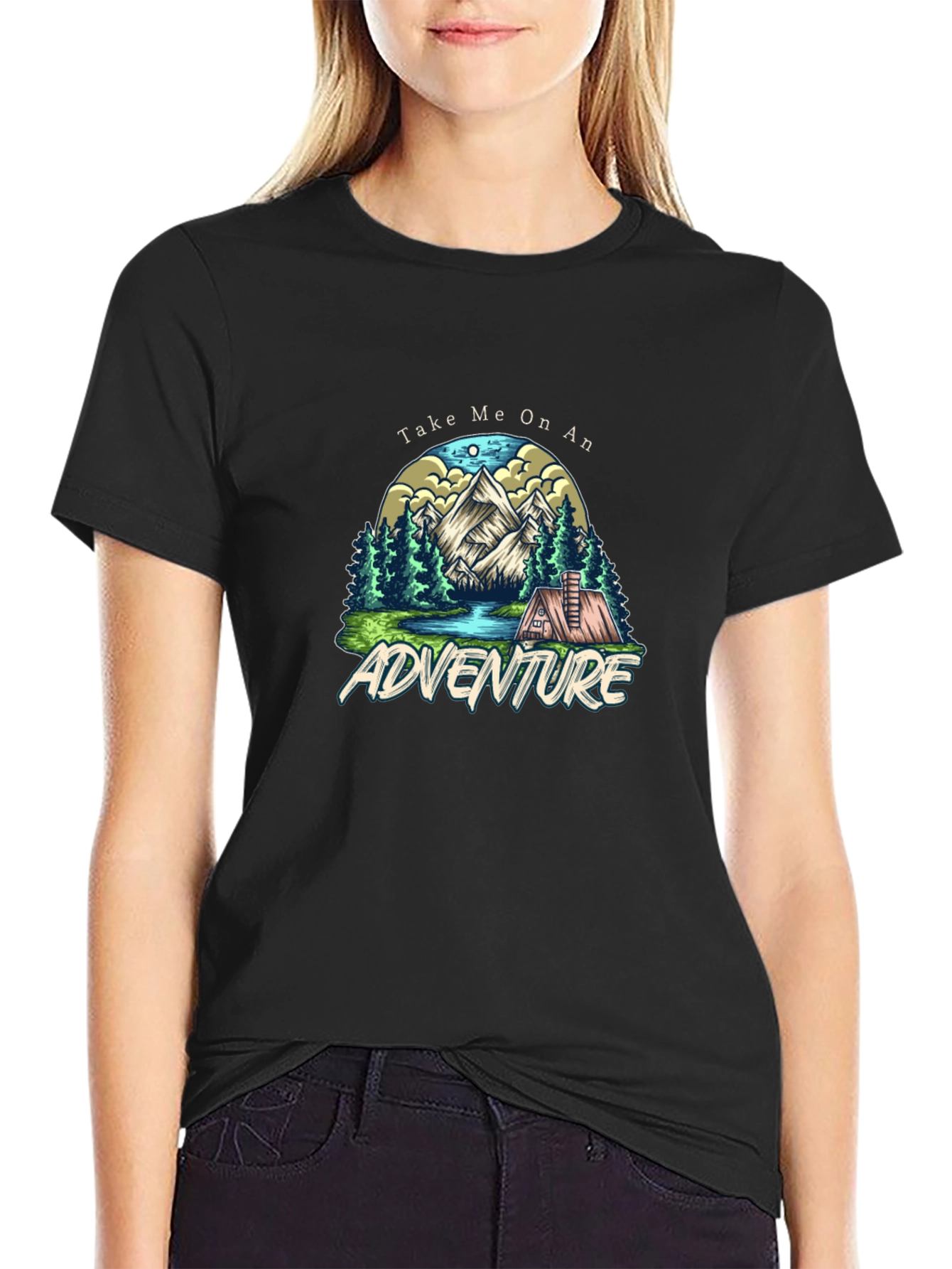 Adventure Awaits Graphic Tee - Black
