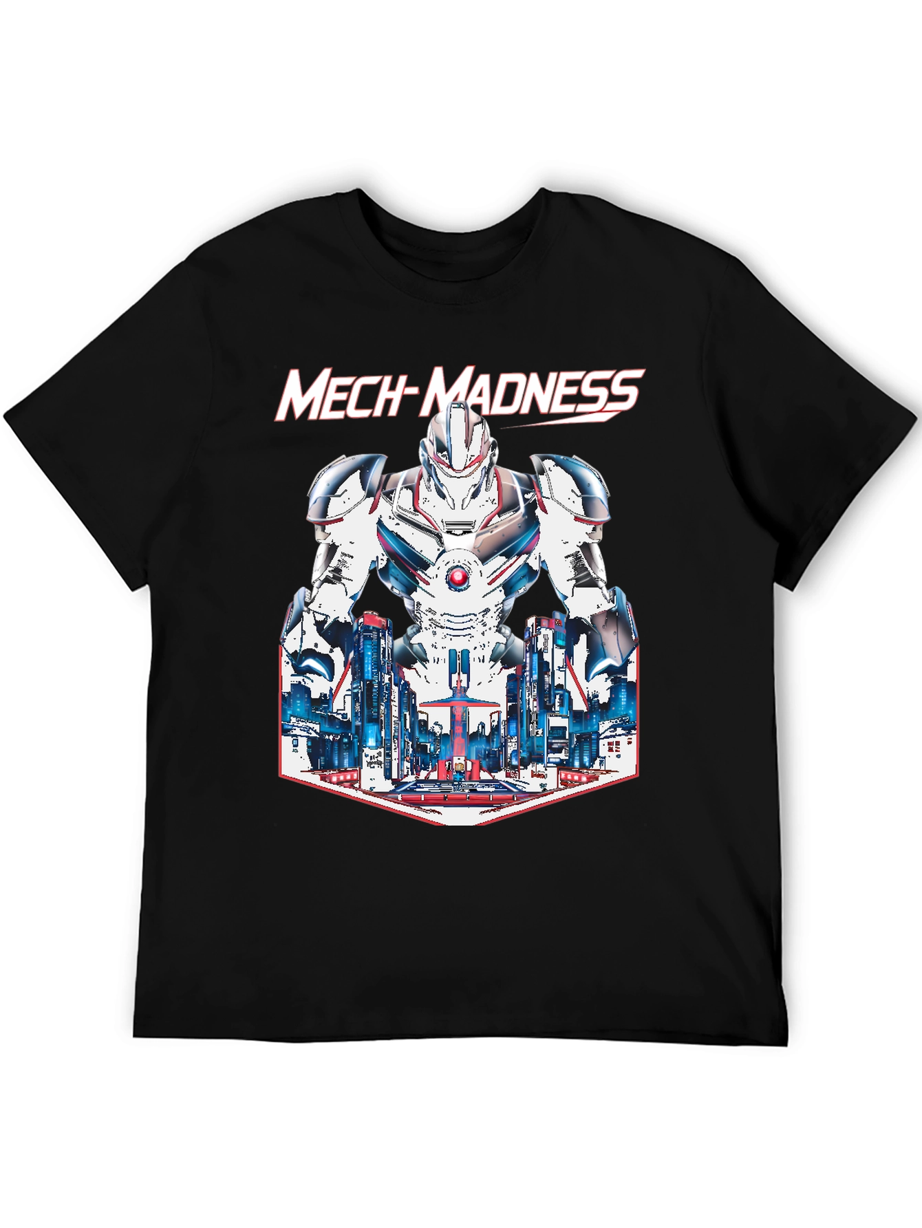 Mech-Madness Robot Cityscape Graphic Tee