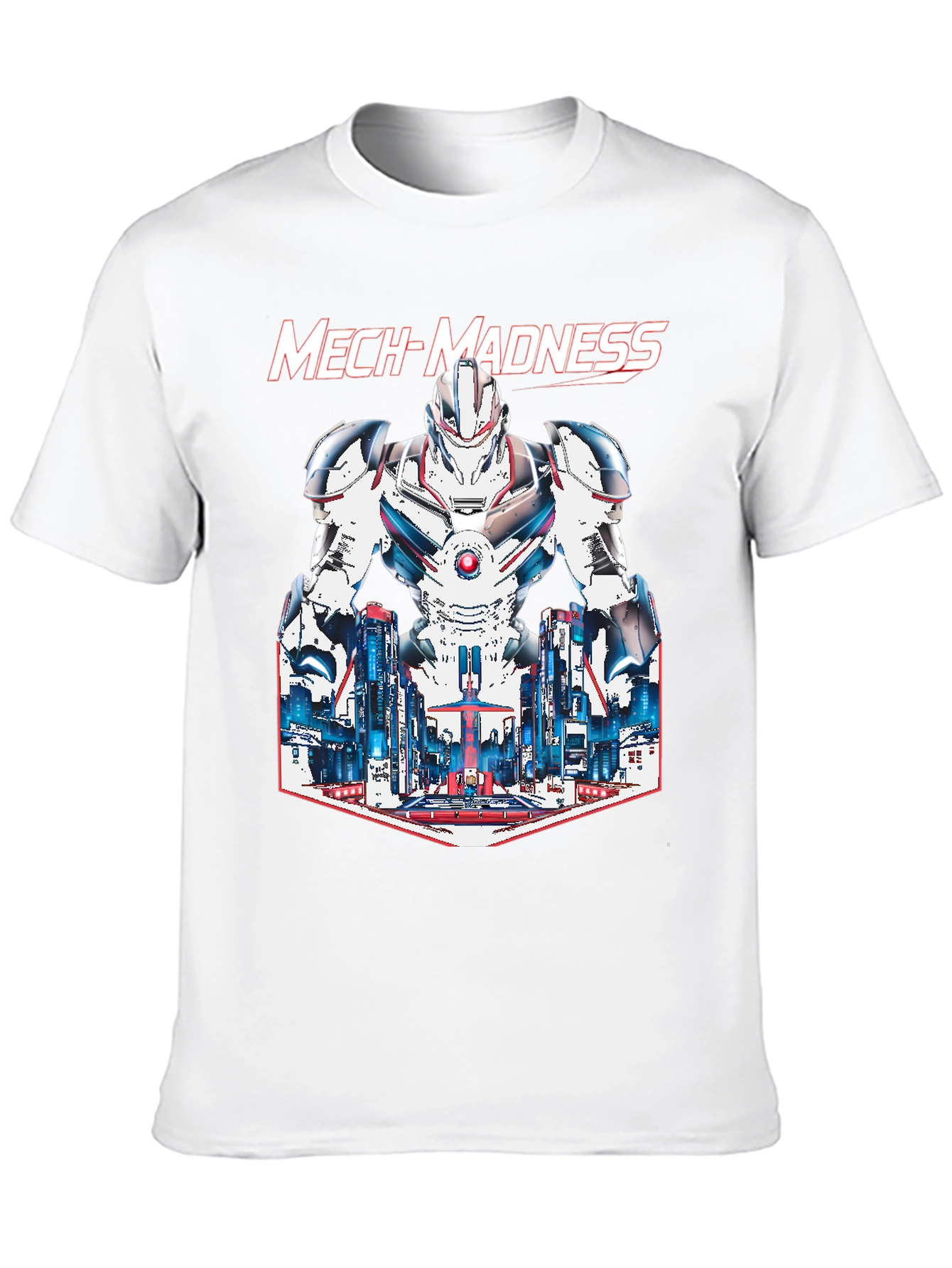 Mech-Madness Robot Cityscape Graphic Tee