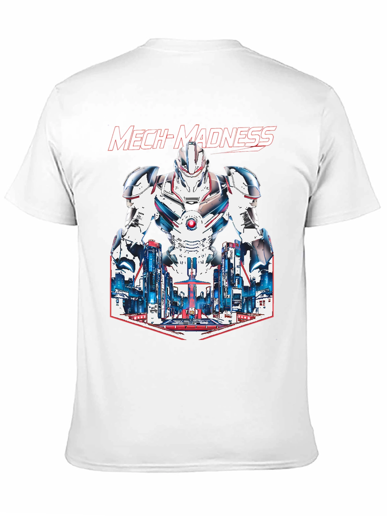 Mech-Madness Robot Cityscape Graphic Tee