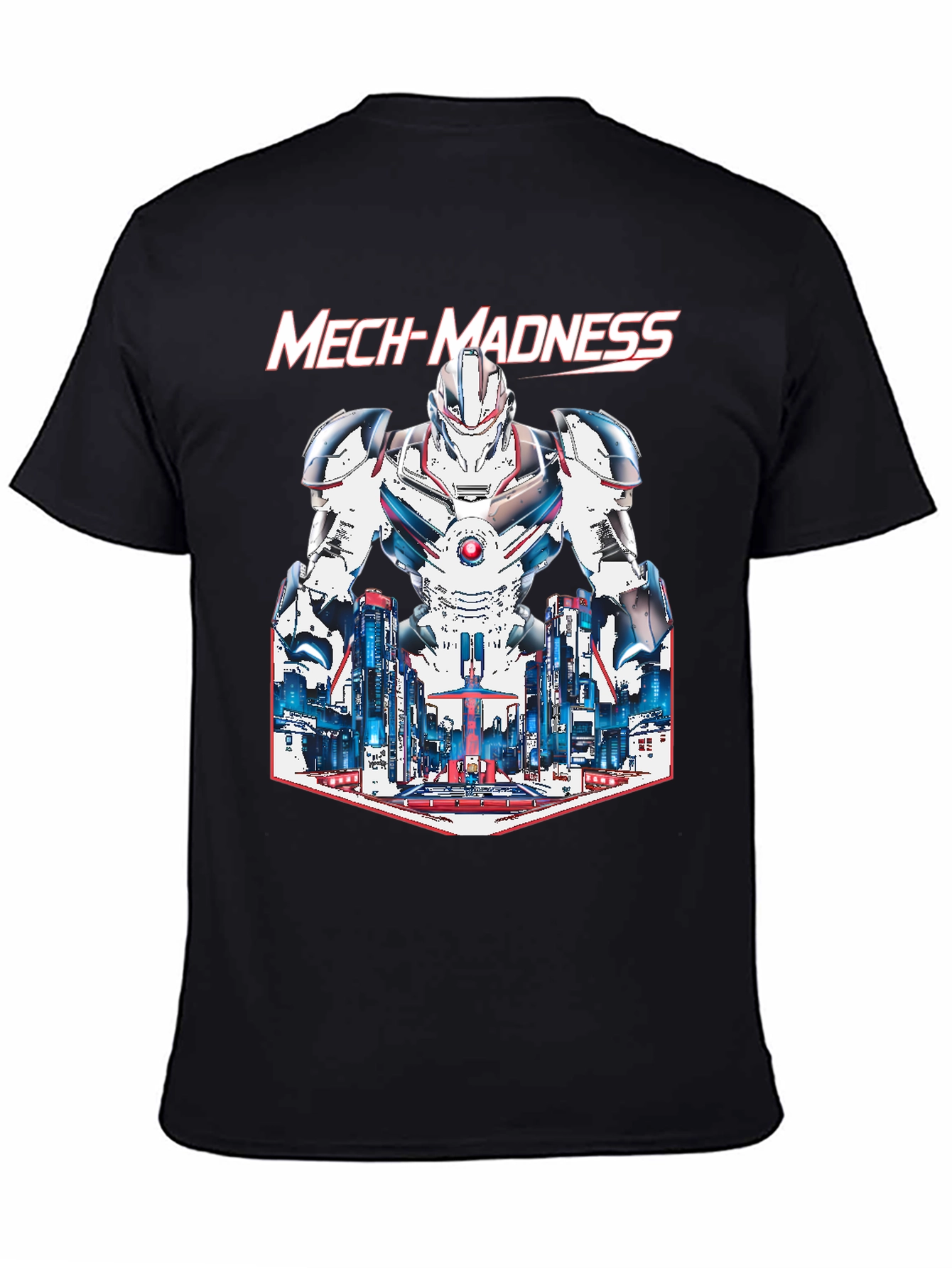 Mech-Madness Robot Cityscape Graphic Tee