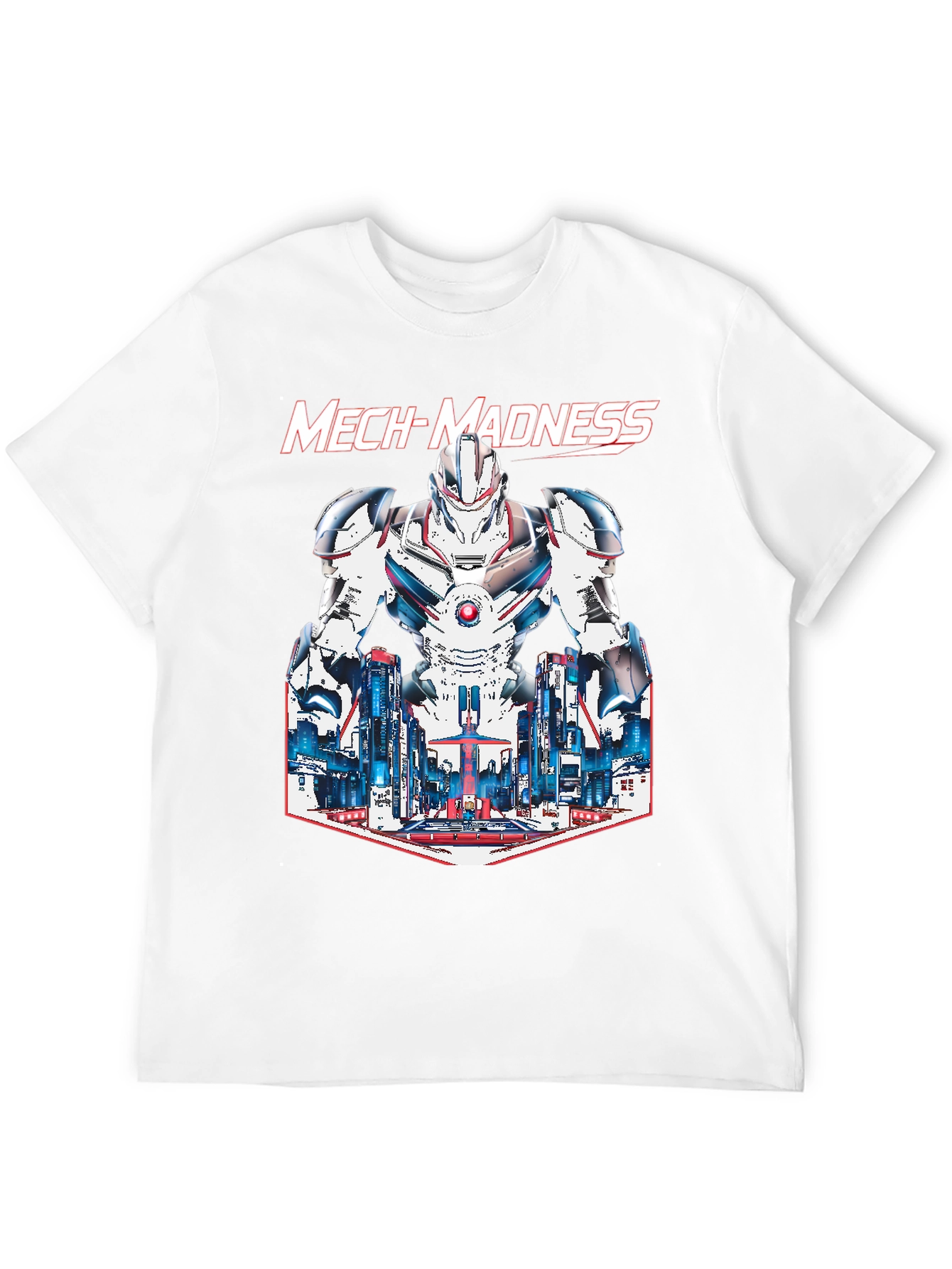 Mech-Madness Robot Cityscape Graphic Tee