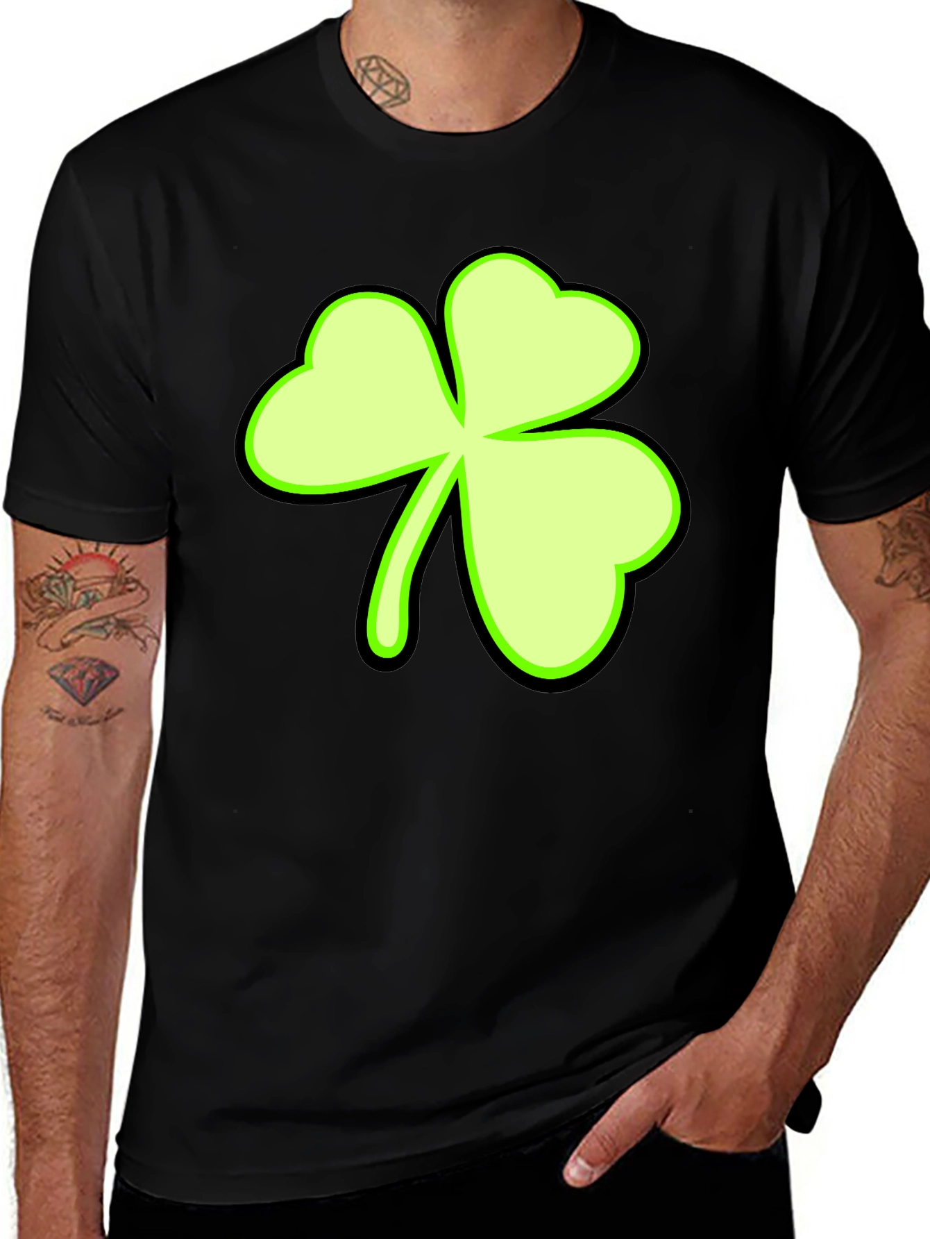 Lucky Shamrock Graphic Tee - Mens Black T-Shirt