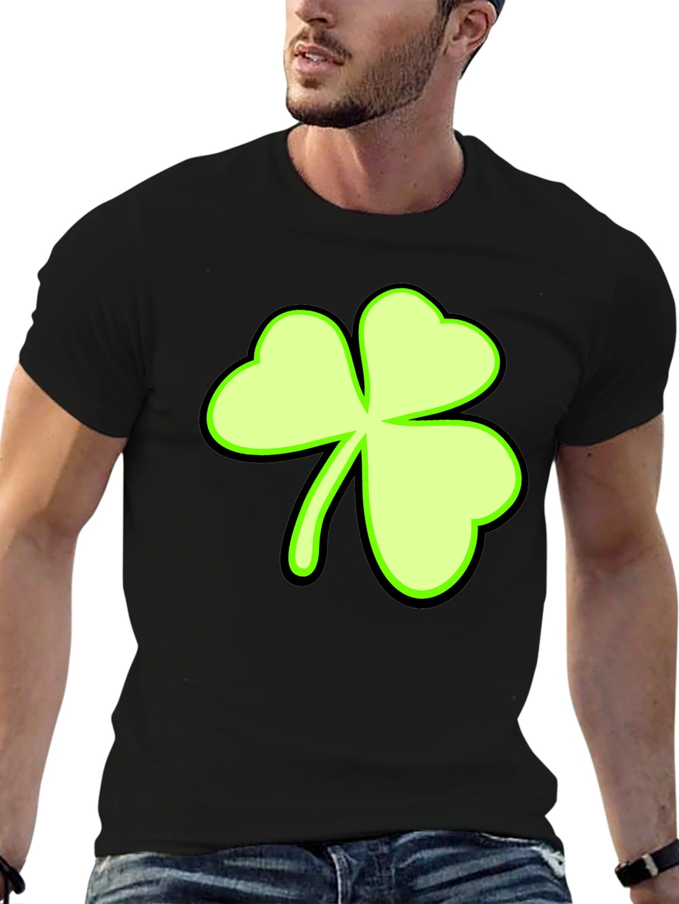 Lucky Shamrock Graphic Tee - Mens Black T-Shirt