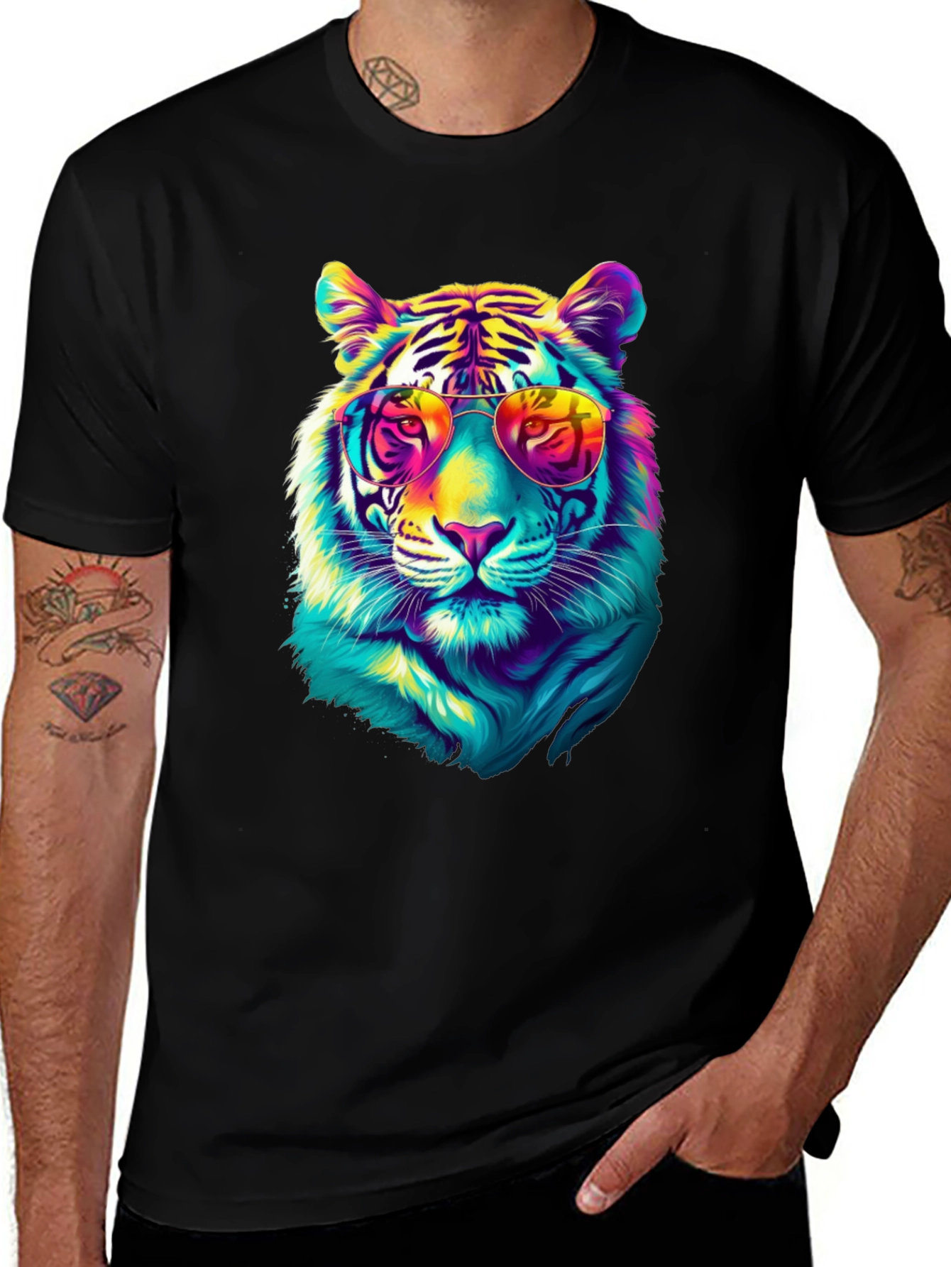 Cool Tiger Graphic Tee - Black