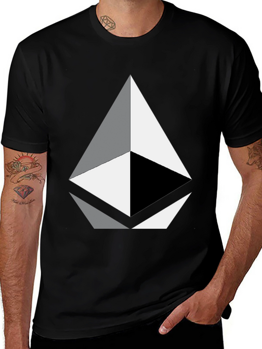 Ethereum Crypto Black T-Shirt - Modern Geometric Design