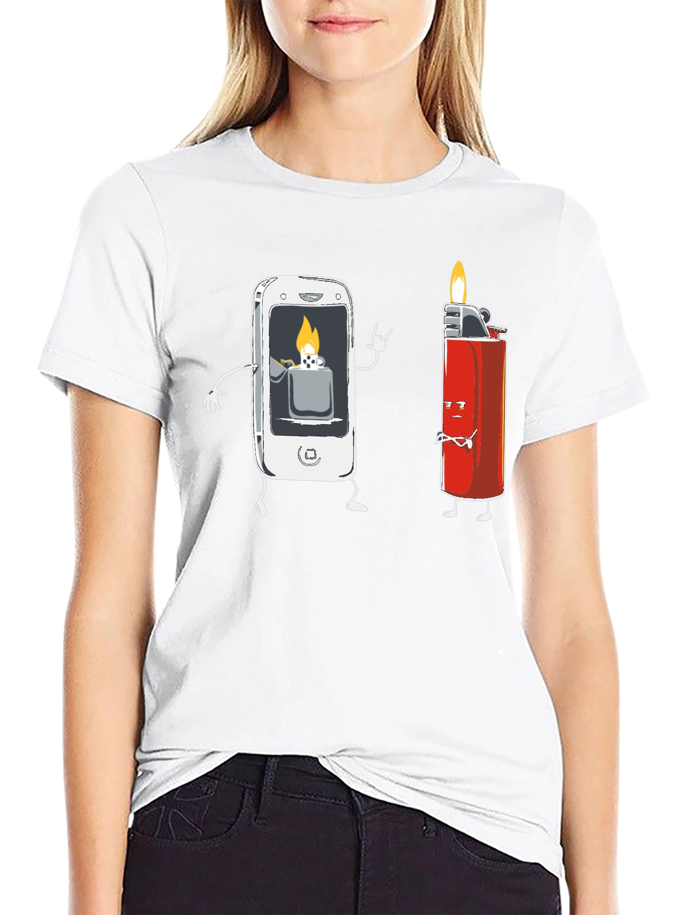 Funny Tech Humor T-Shirt - Smartphone Lighter Design