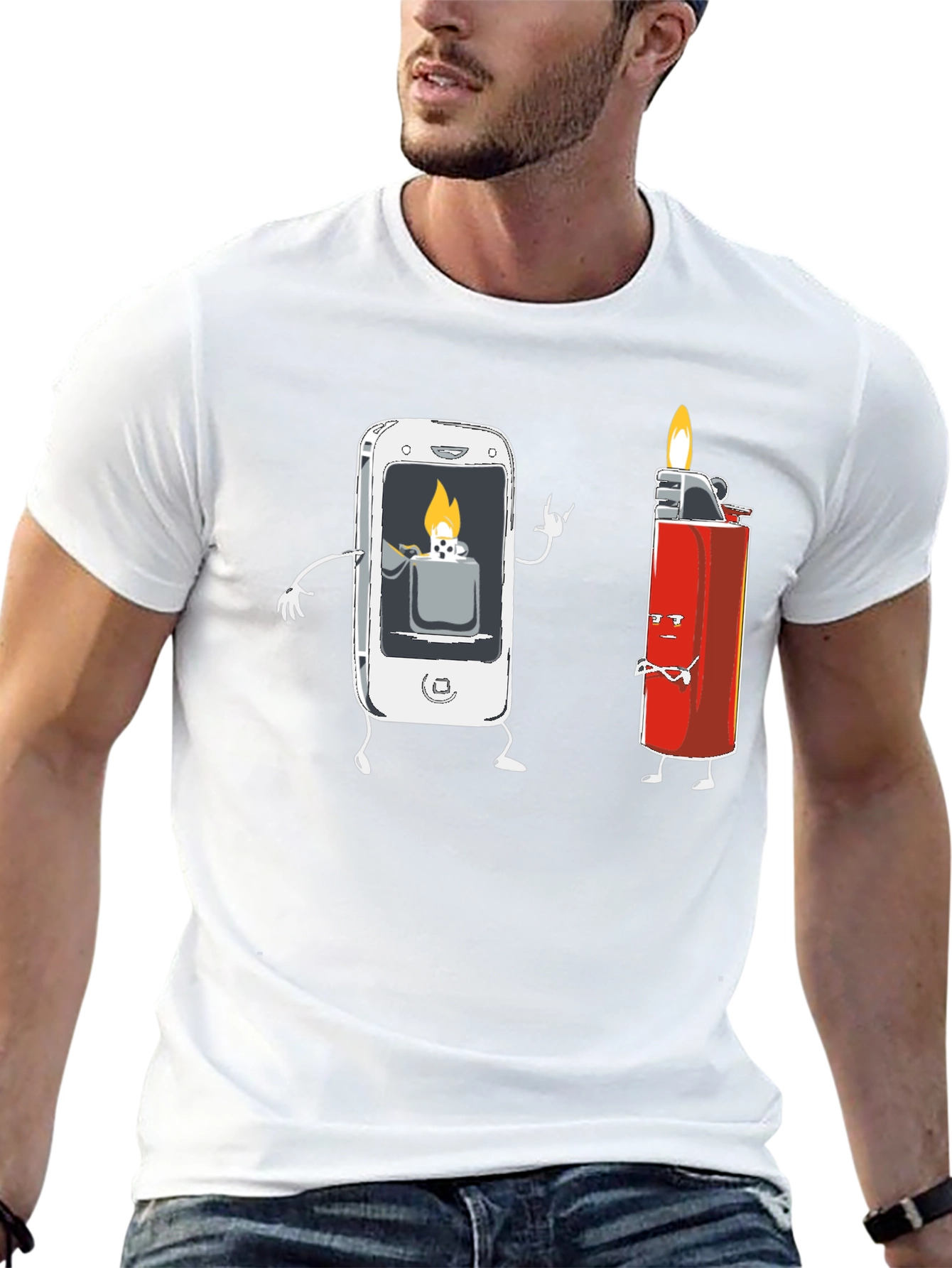 Funny Tech Humor T-Shirt - Smartphone Lighter Design