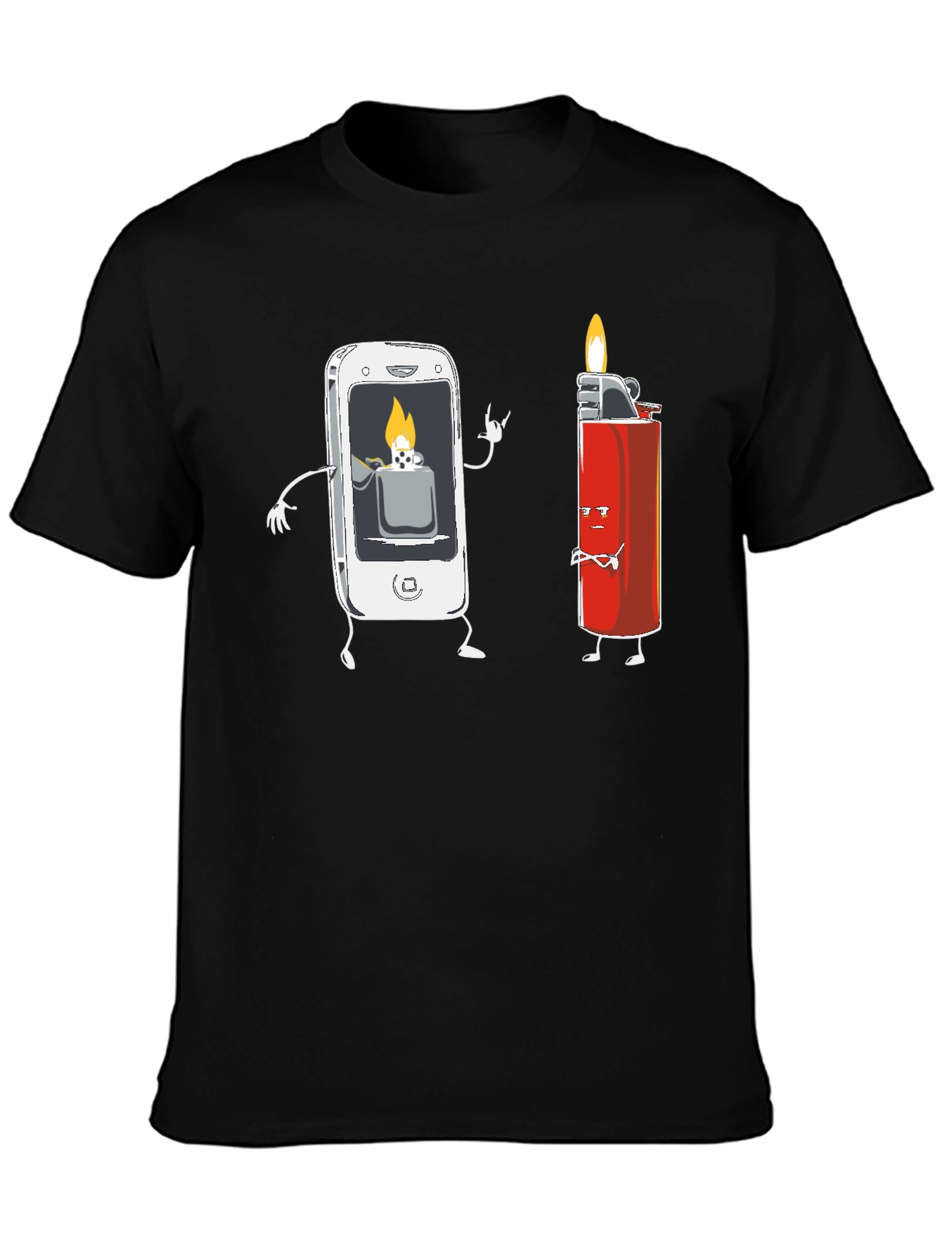 Funny Tech Humor T-Shirt - Smartphone Lighter Design