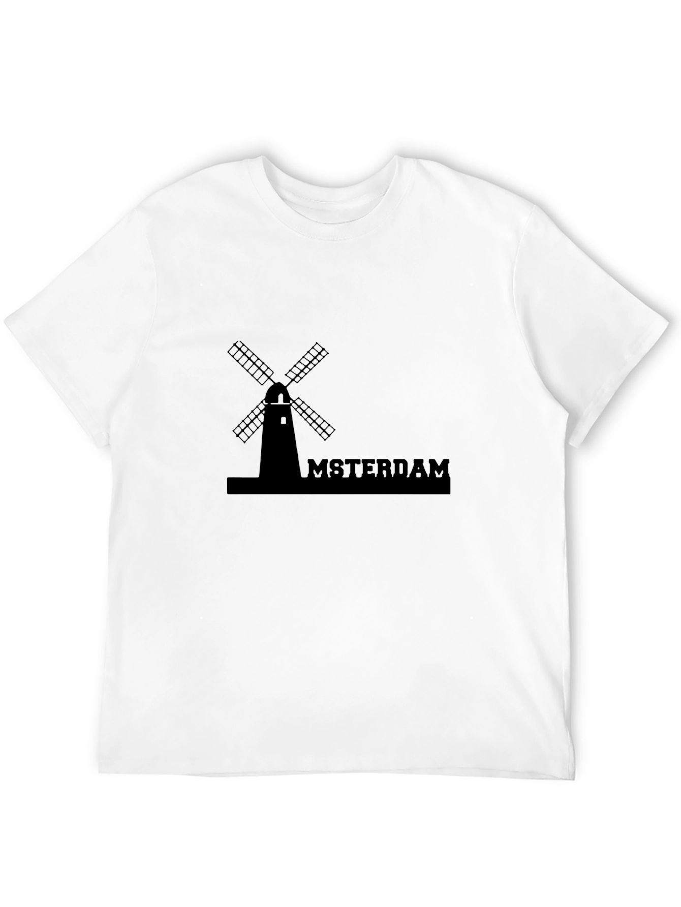 Amsterdam Windmill Graphic Tee - Black Cotton T-Shirt