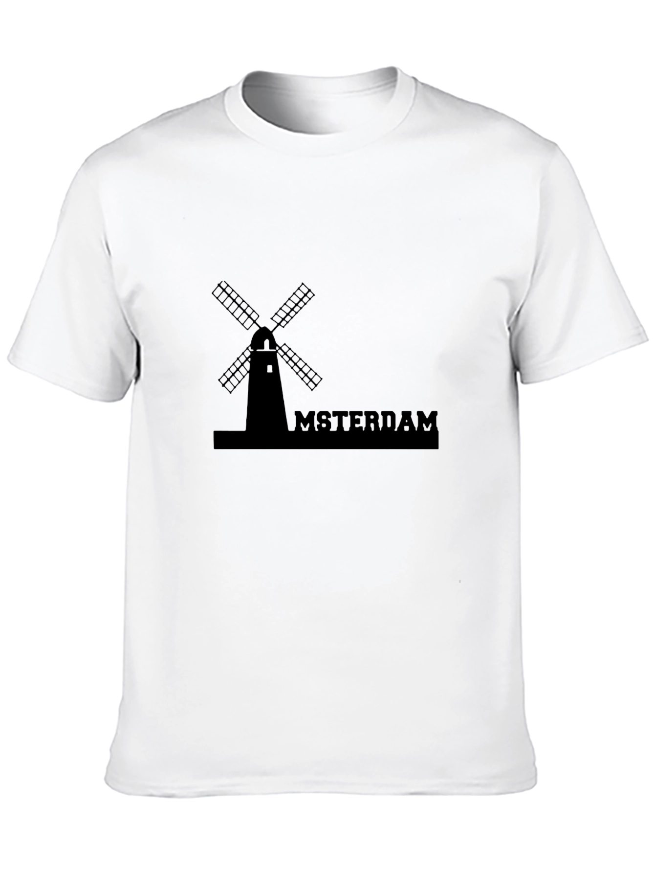 Amsterdam Windmill Graphic Tee - Black Cotton T-Shirt