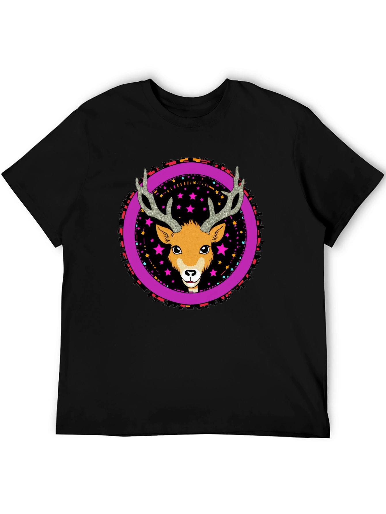 Deer Graphic Tee - Funky Circle Design