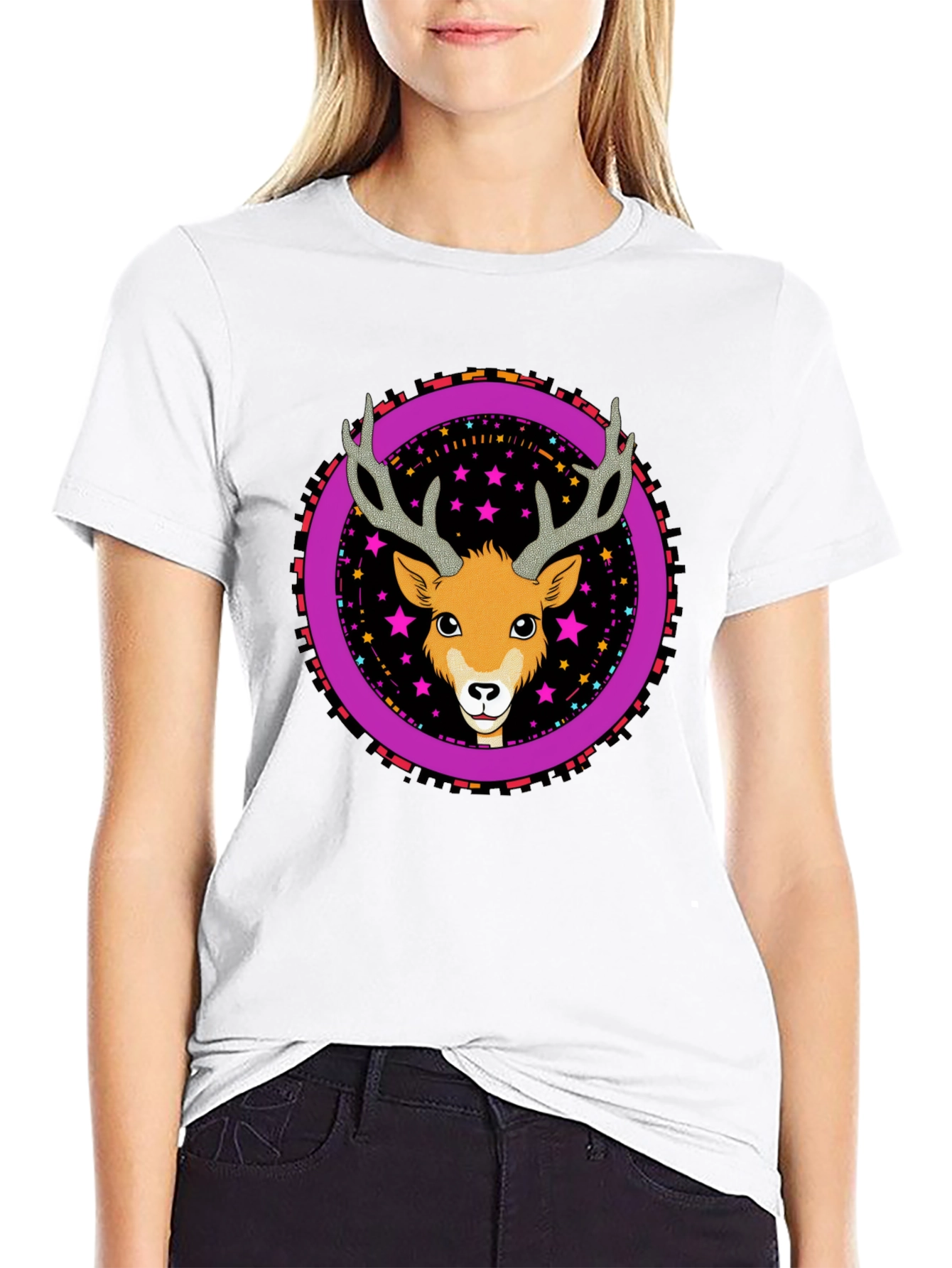 Deer Graphic Tee - Funky Circle Design