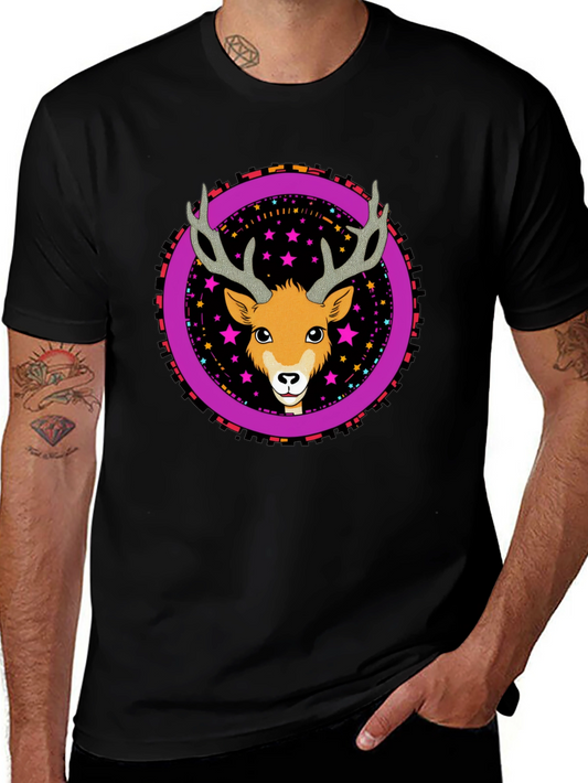 Deer Graphic Tee - Funky Circle Design