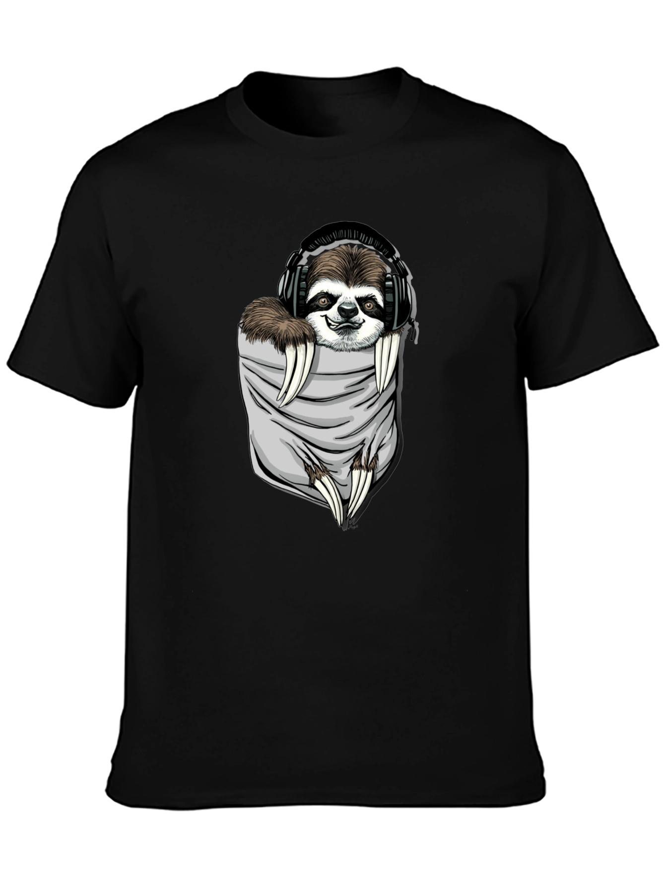 Sloth in Pocket Graphic Tee - Black