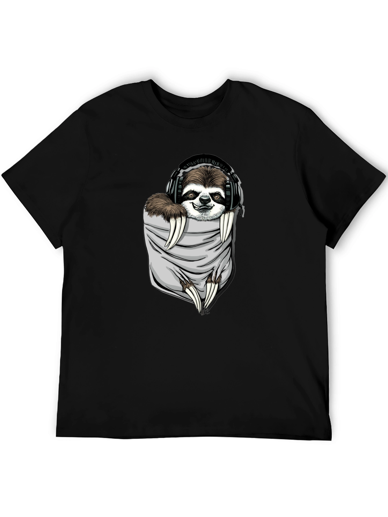 Sloth in Pocket Graphic Tee - Black