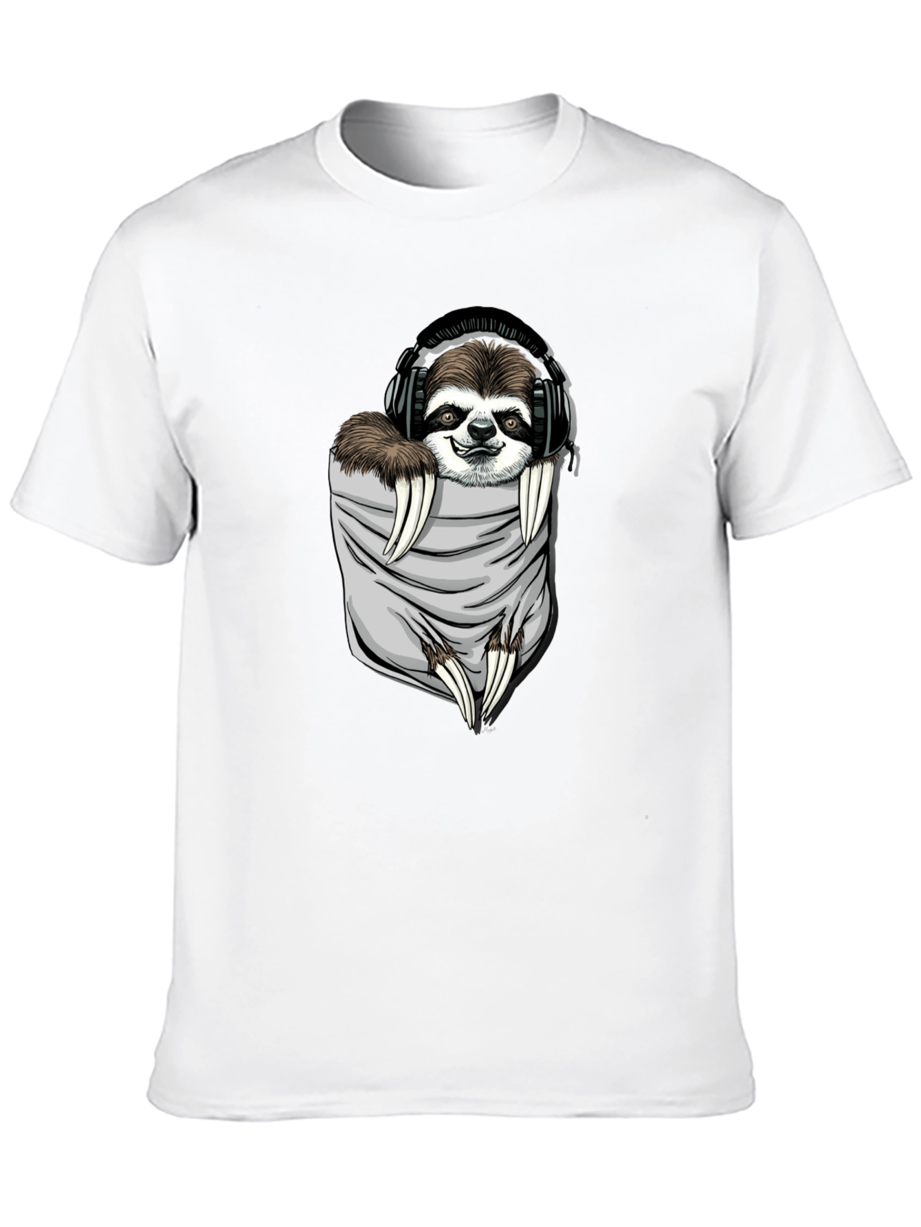 Sloth in Pocket Graphic Tee - Black