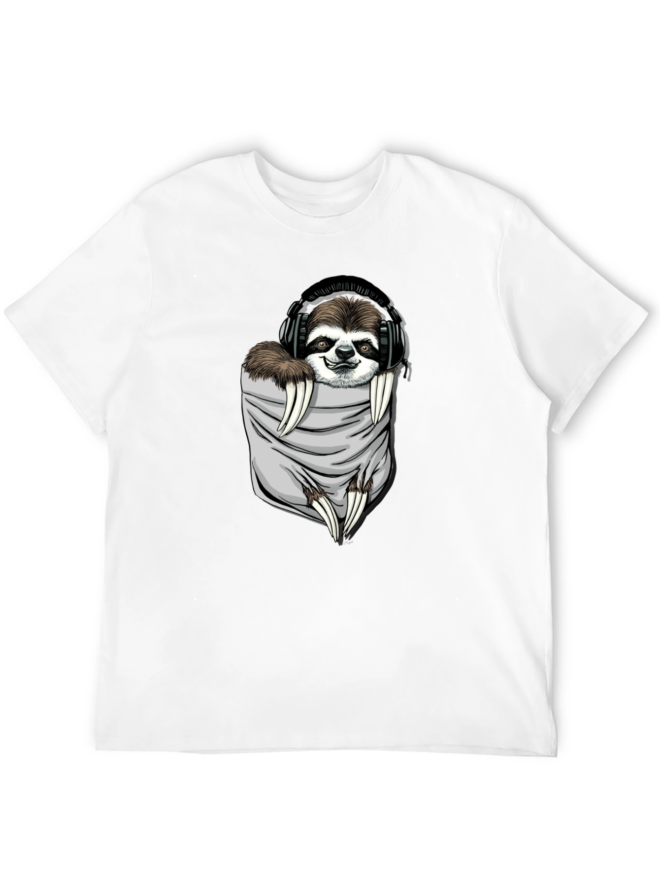 Sloth in Pocket Graphic Tee - Black