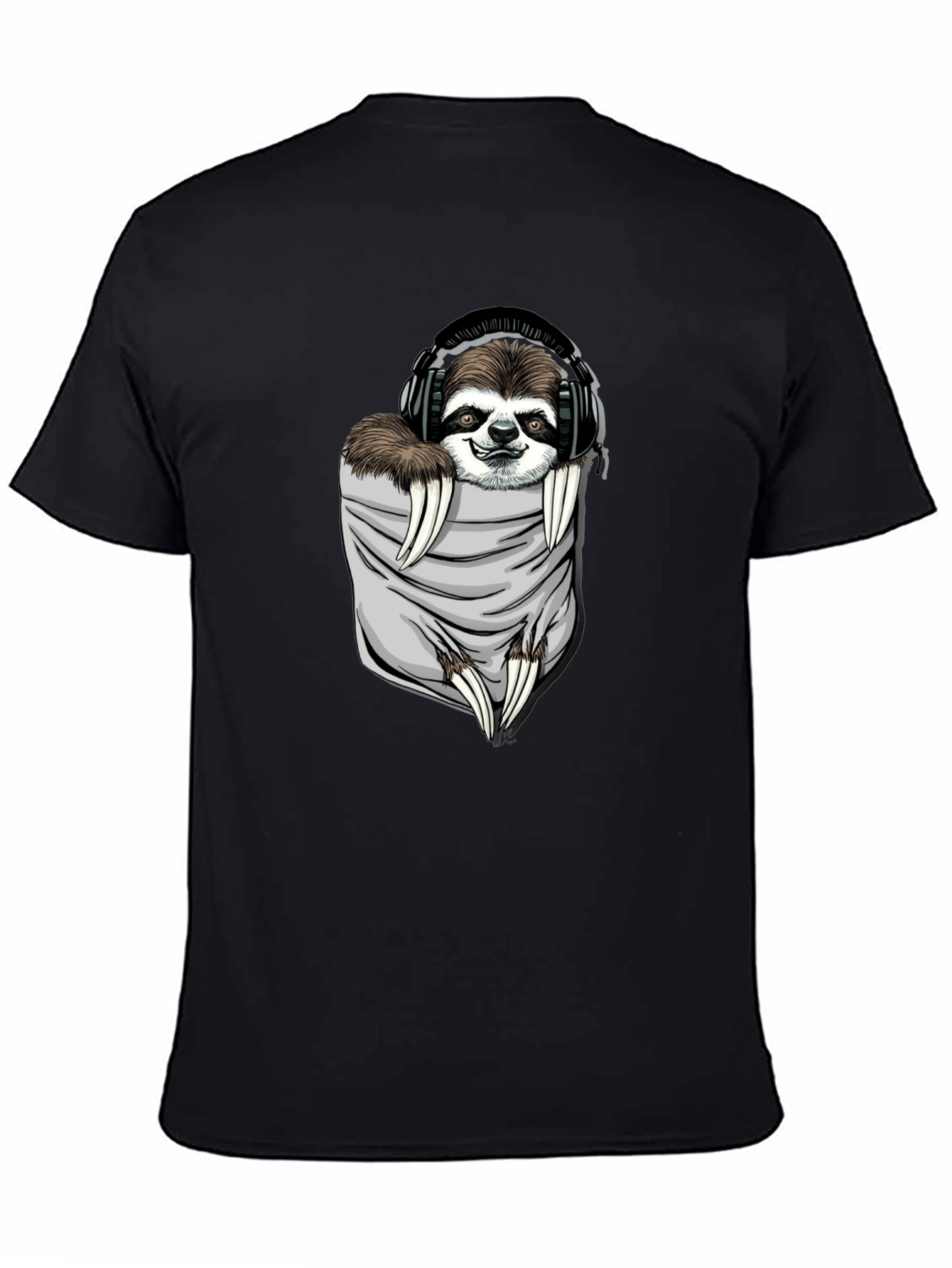 Sloth in Pocket Graphic Tee - Black