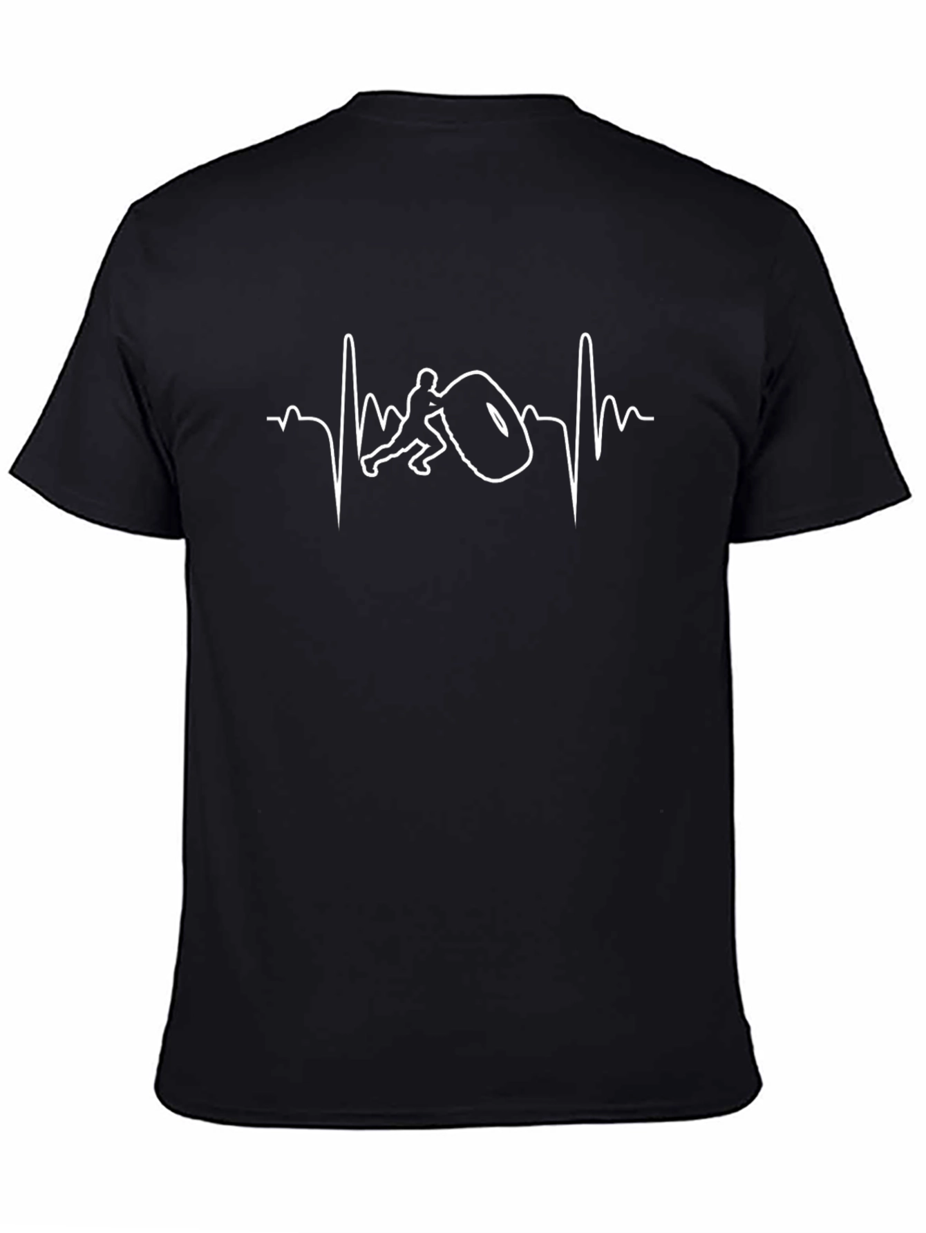 Weightlifting Heartbeat Graphic T-Shirt - Black