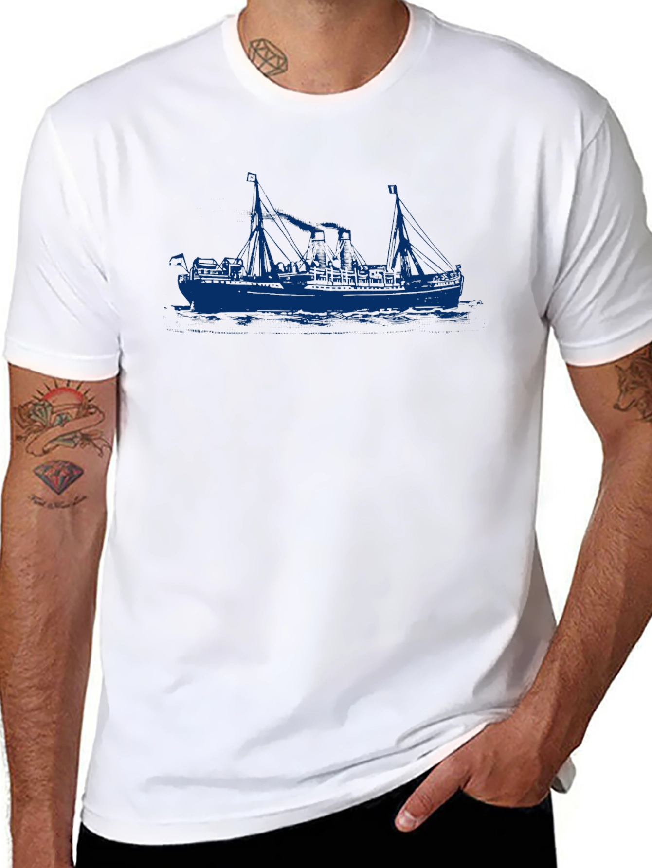 Nautical Ship Graphic Black T-Shirt