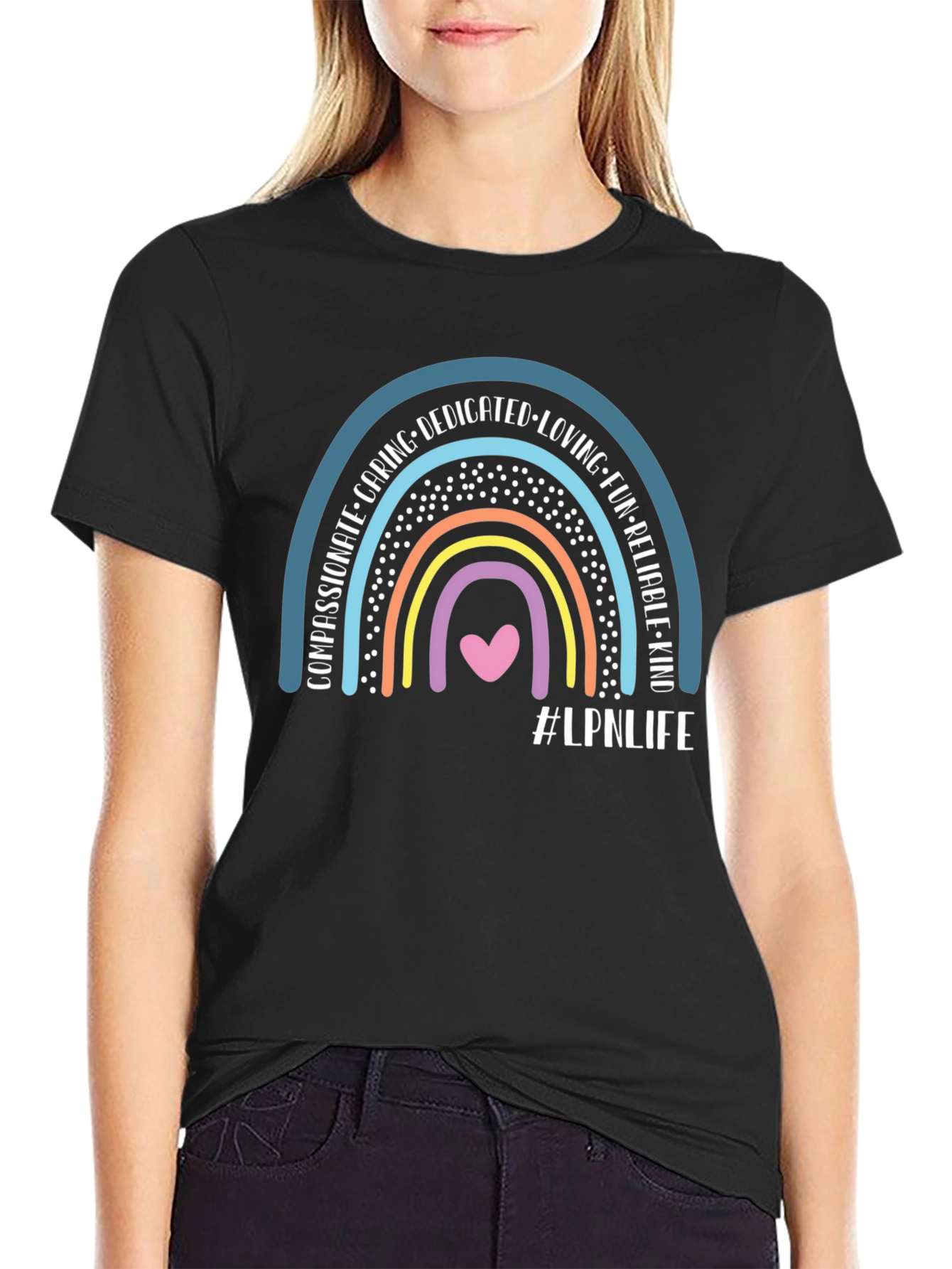 LPN Life Rainbow Graphic T-Shirt - Black