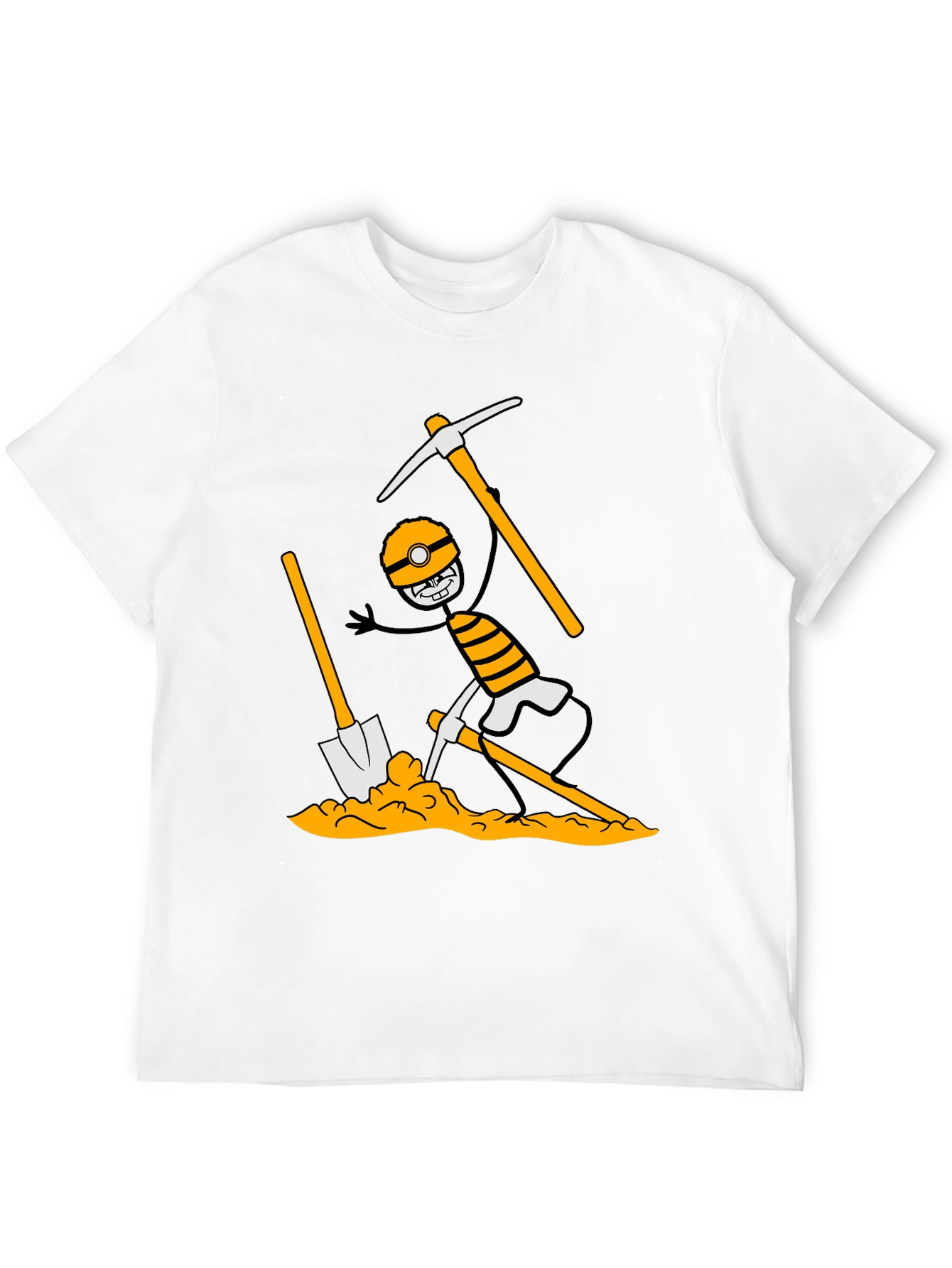 Miner Cartoon Graphic Print Tee - Black