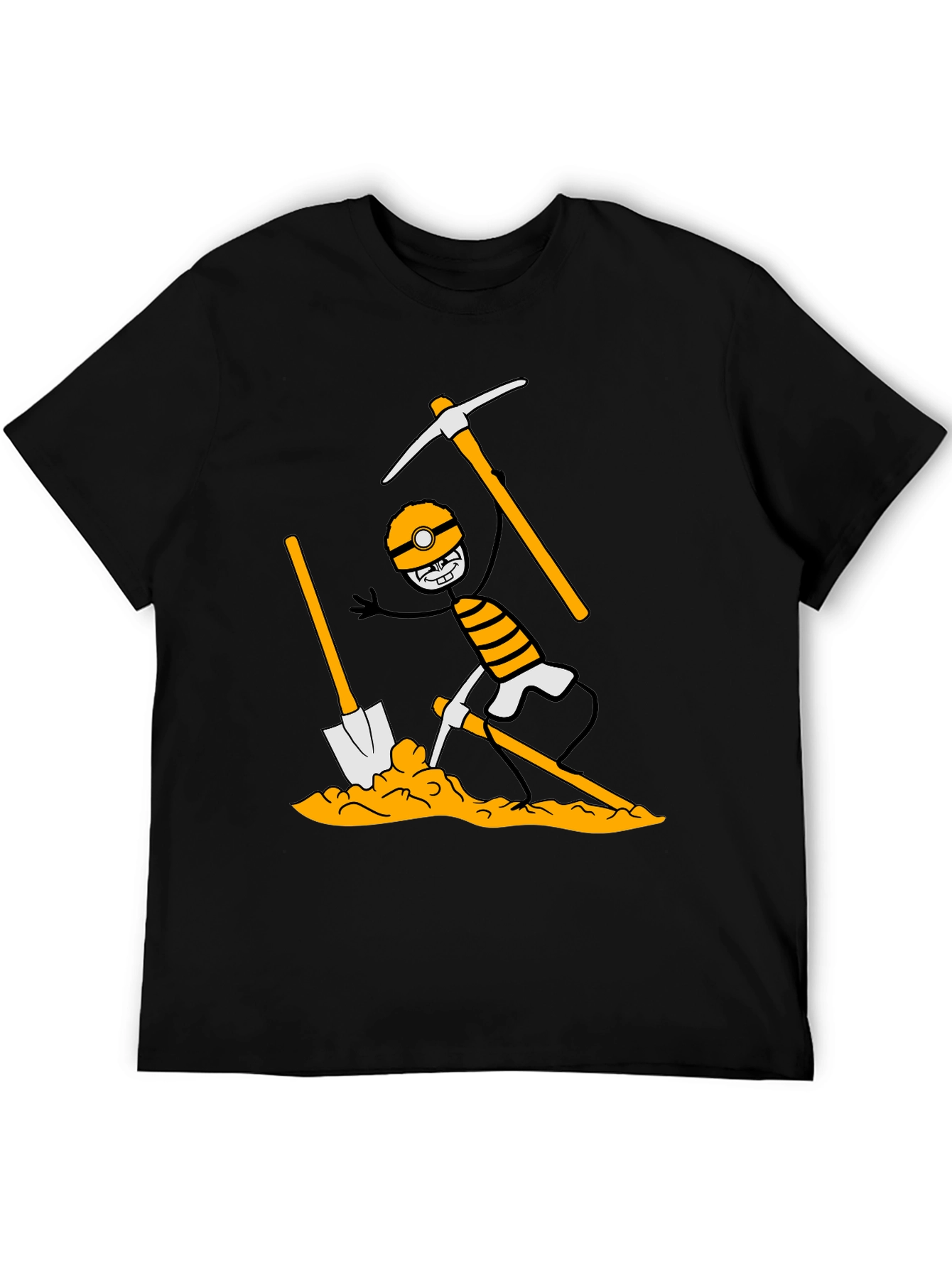 Miner Cartoon Graphic Print Tee - Black