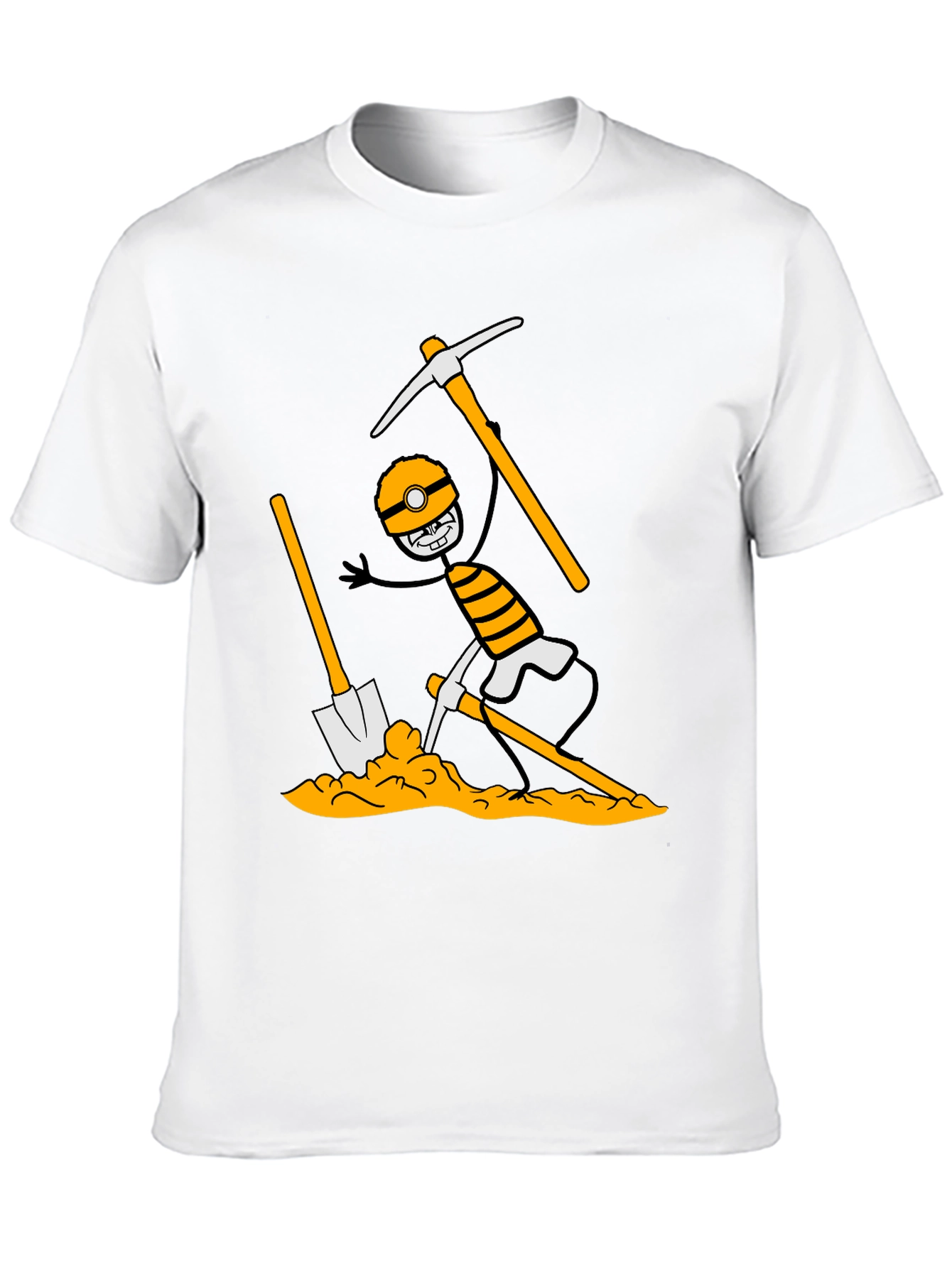 Miner Cartoon Graphic Print Tee - Black