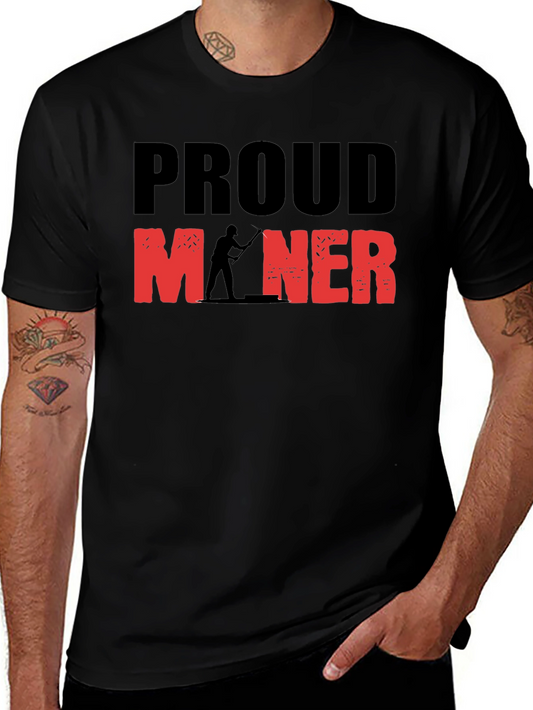 Proud Miner Graphic Print Black T-Shirt