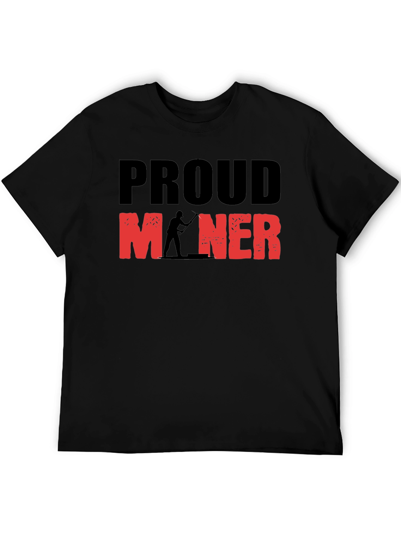 Proud Miner Graphic Print Black T-Shirt