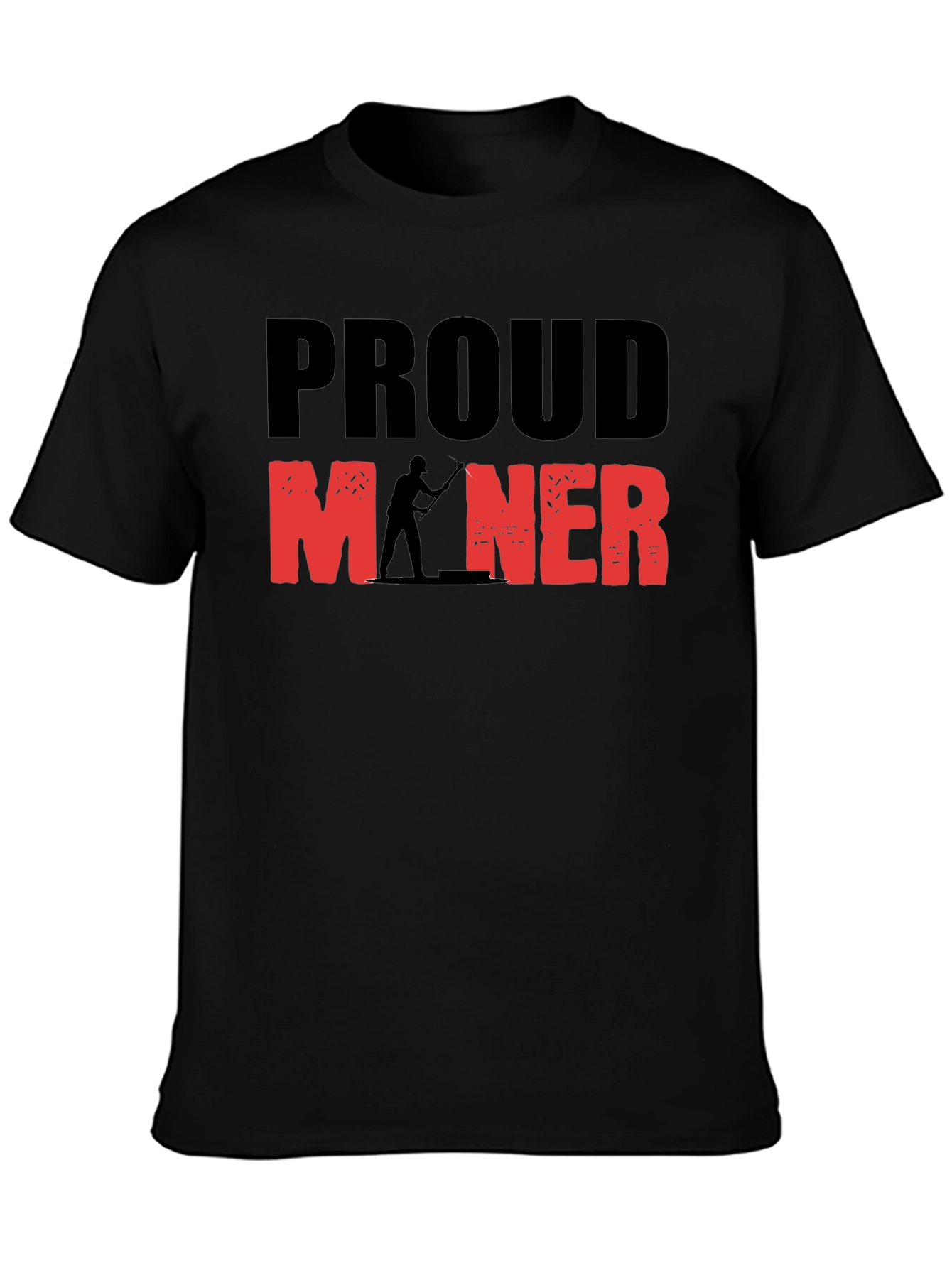 Proud Miner Graphic Print Black T-Shirt