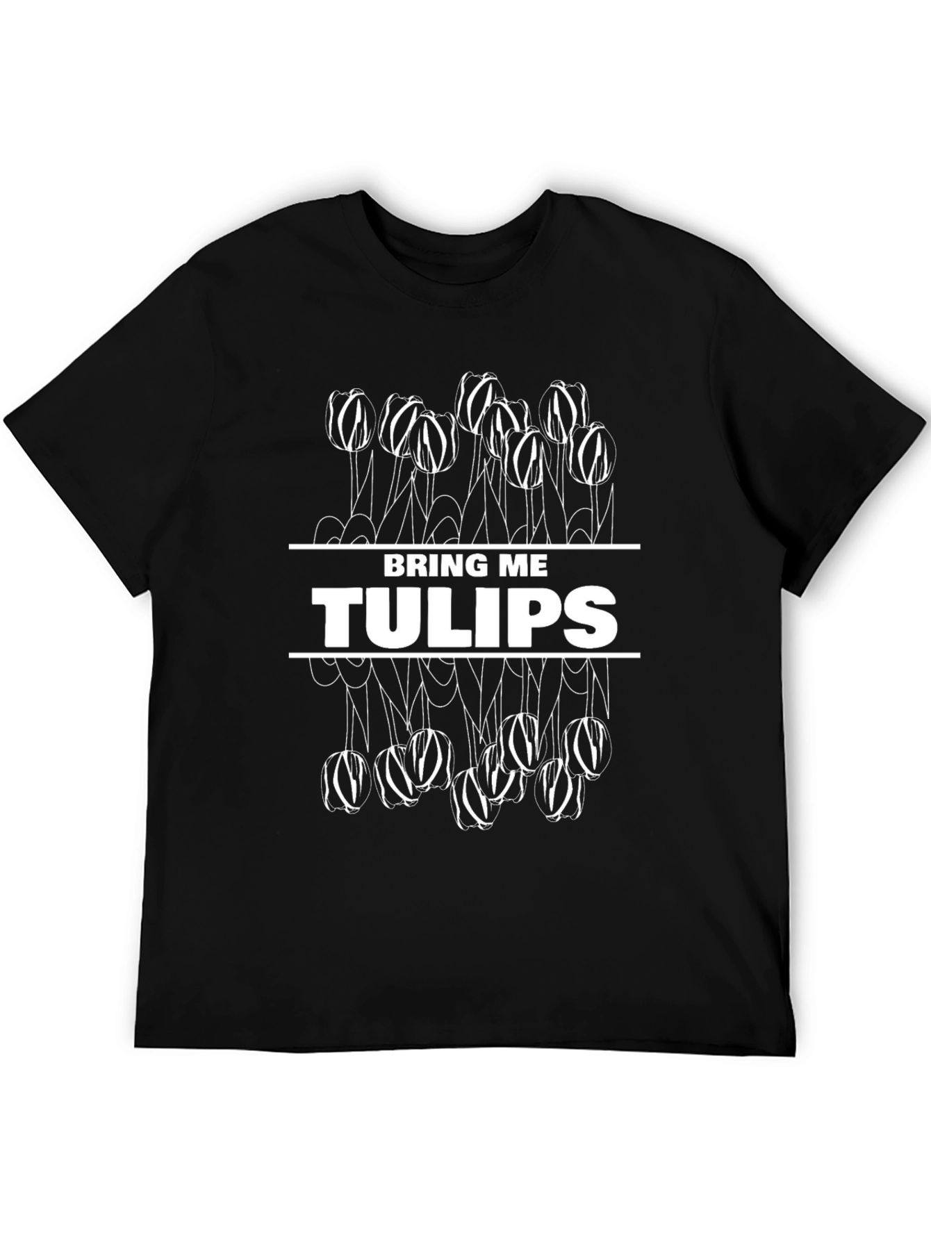 Bring Me Tulips Black Graphic T-Shirt