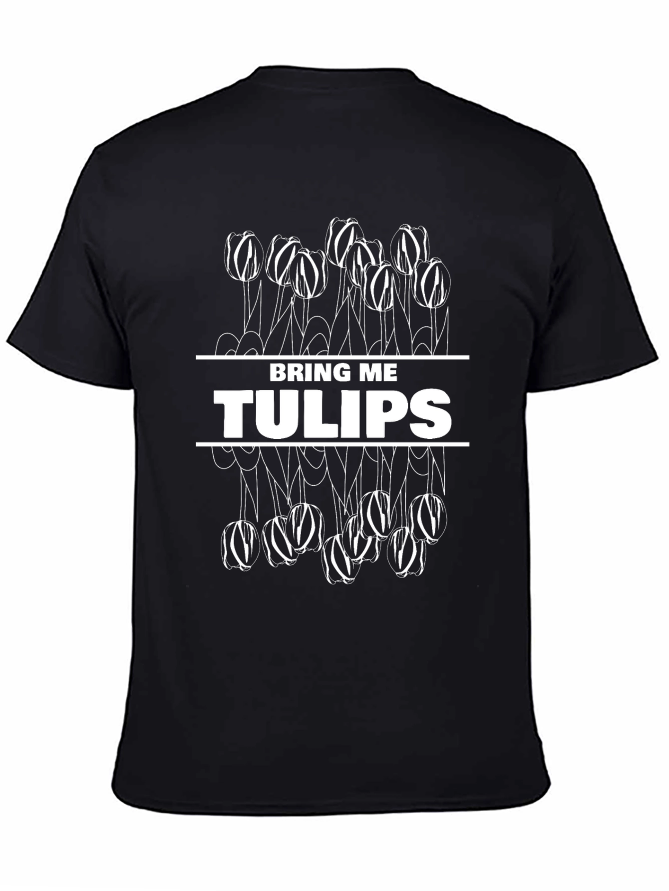 Bring Me Tulips Black Graphic T-Shirt
